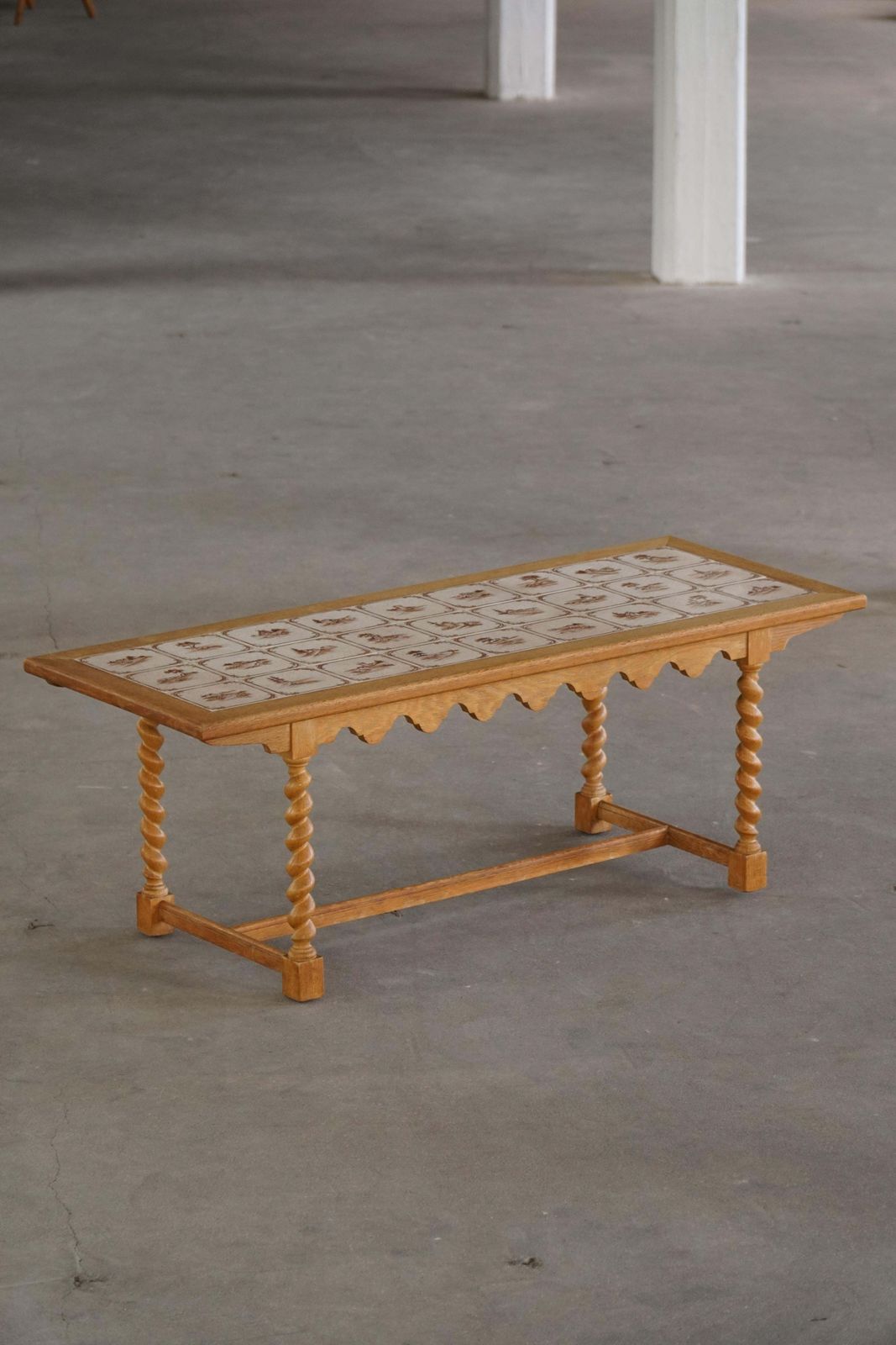 photo for sale Danish Mid Century Modern, Oak Coffee Table With Ceramic Tile Top, 1950s