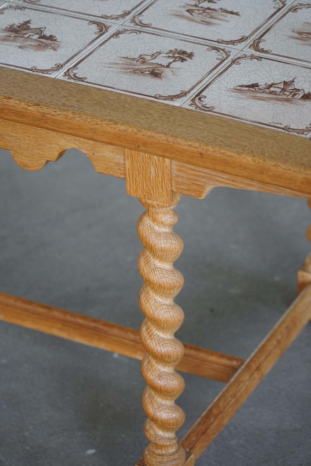 photo vinterior Danish Mid Century Modern, Oak Coffee Table With Ceramic Tile Top, 1950s