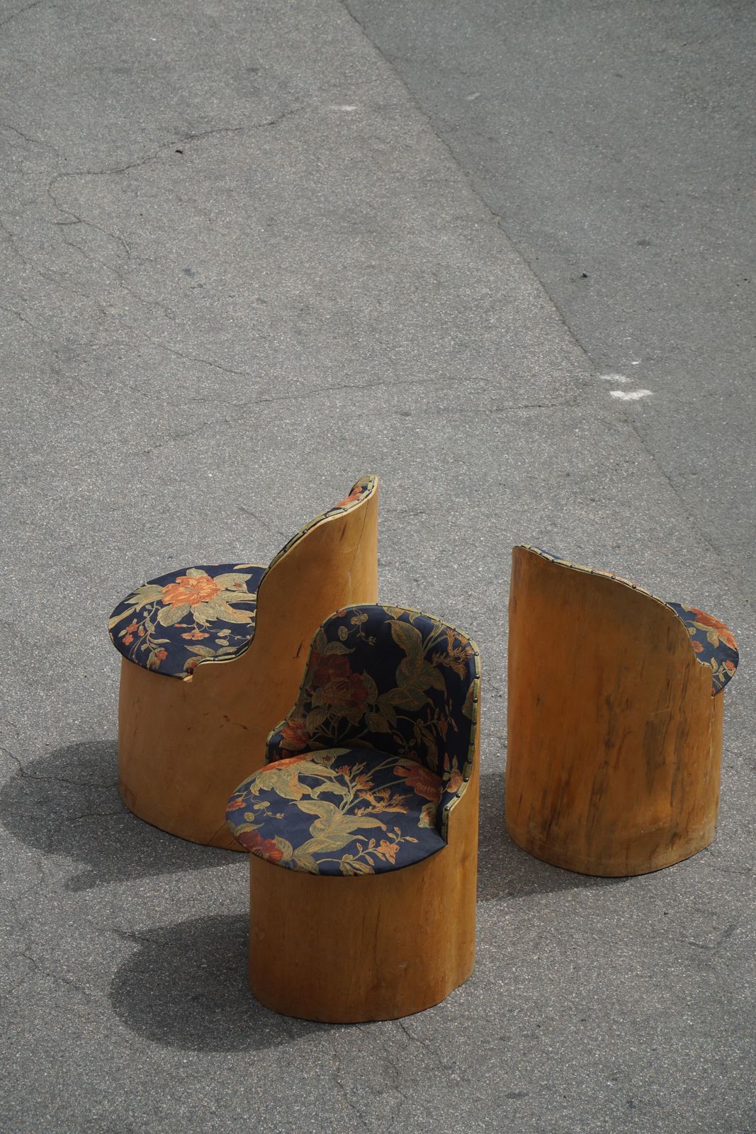 Swedish Stump Chair / “Kubstol” In Pine & Floral Upholstery, Mid 20th Century photo Furniture