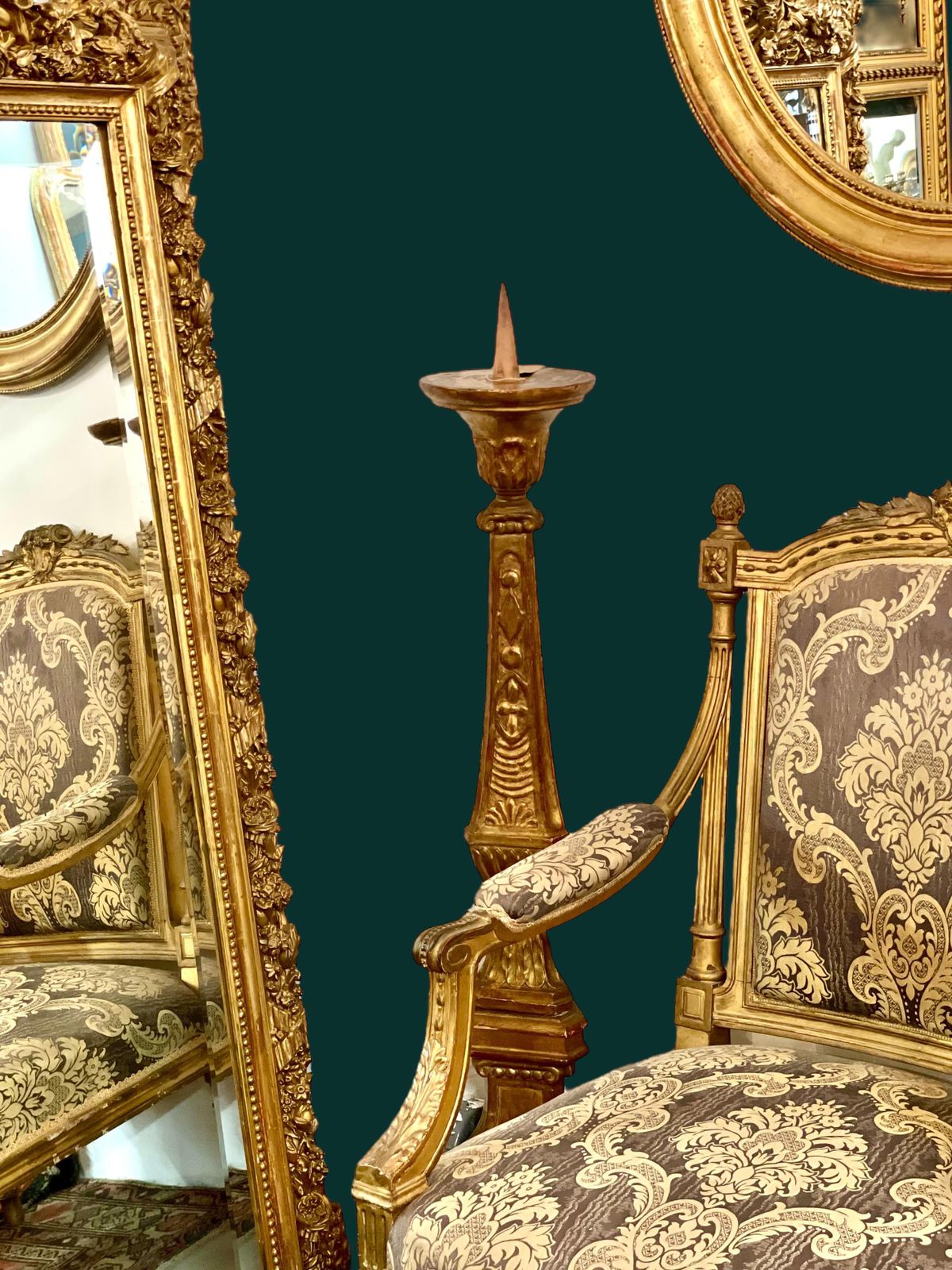 18th Century Italian Giltwood Pricket Candlestick, Circa 1760 photo 2017.0