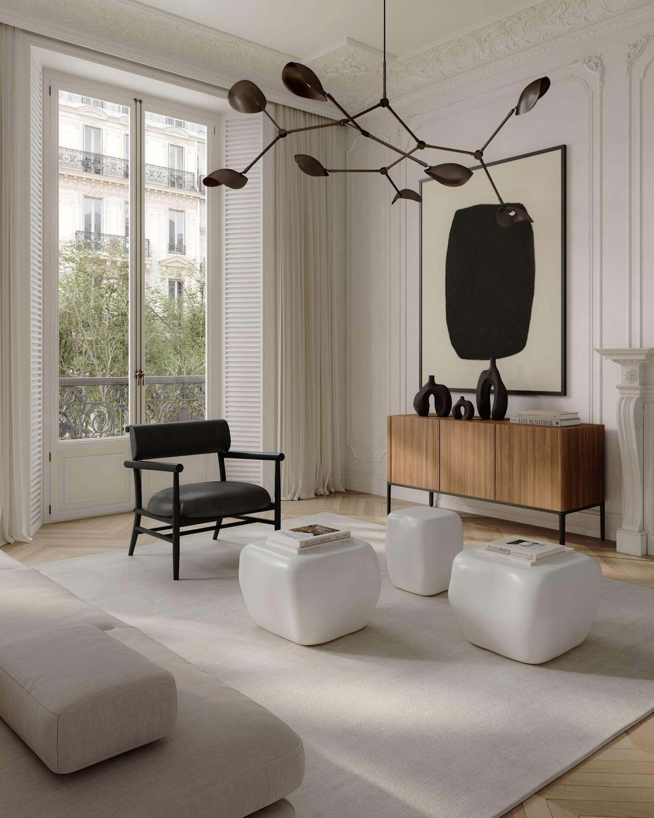photo vinterior Medium Coffee Table In High Gloss Birch Glazed Ceramic.