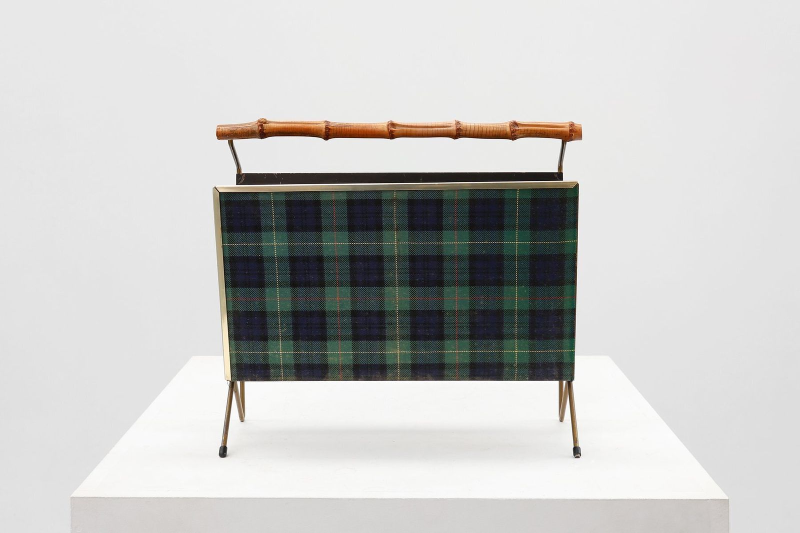 Mid Century Modern Magazine Holder With Bamboo Handle, Belgium, 1960s photo for sale