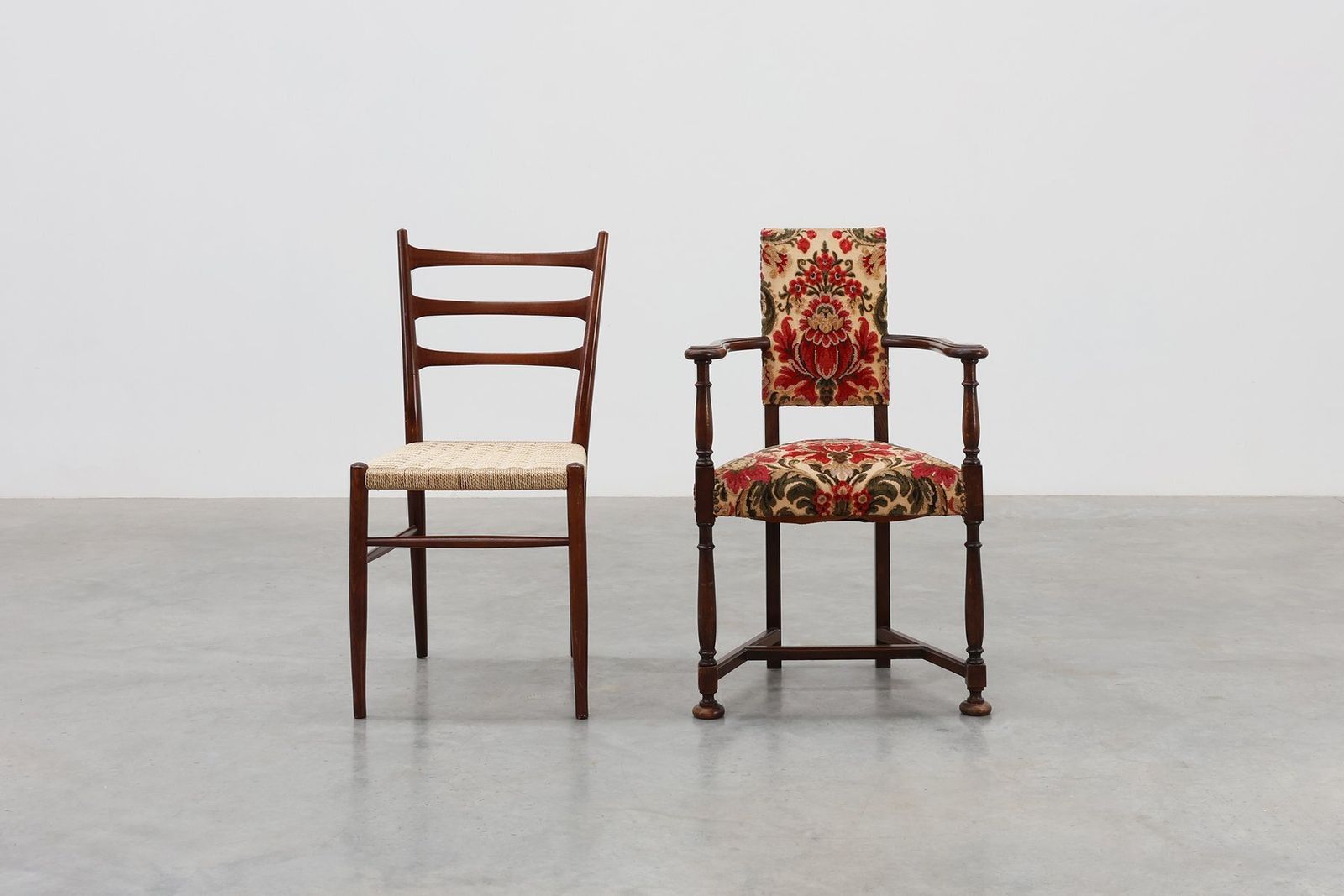 Antique Oak Louis XIII Chair With Floral Upholstery, France, 1890 photo furniture