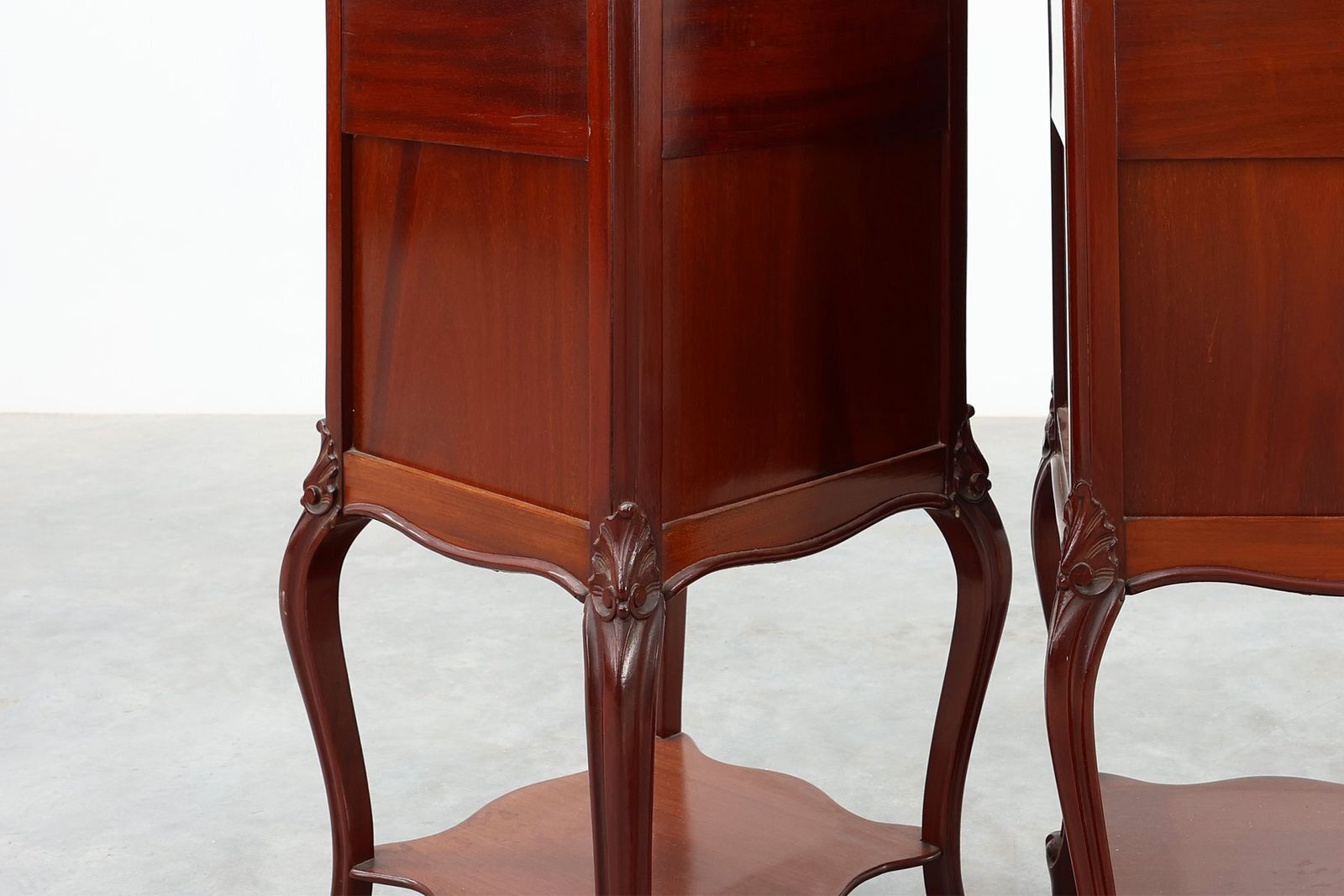 Walnut Louis XV Nightstands With Carrara Marble Tops, France, 1900, Set Of 2 photo buy