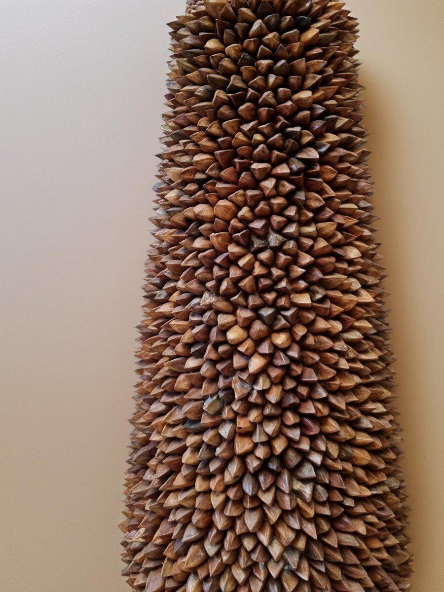 Handcrafted Pili Nut Shells Table Or Floor Lamps USA 2000s Set Of 2 photo vinterior