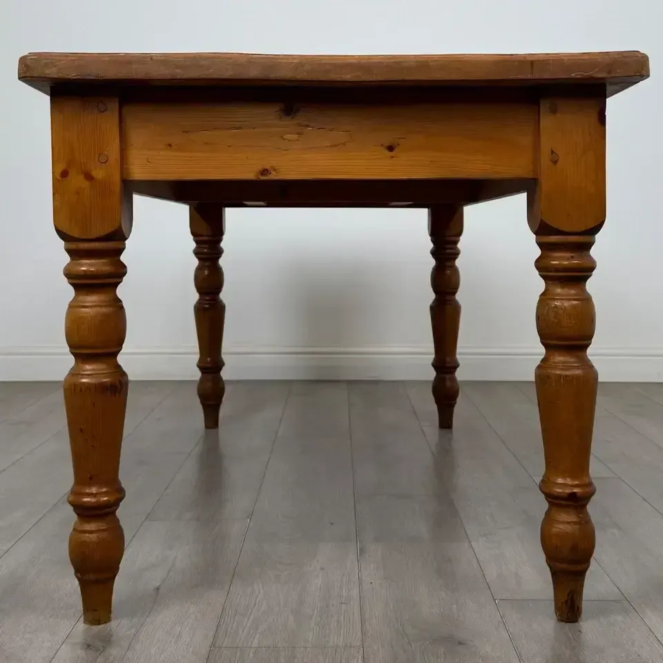 Antique 20th Century Pine Farmhouse Dining Table photo Furniture