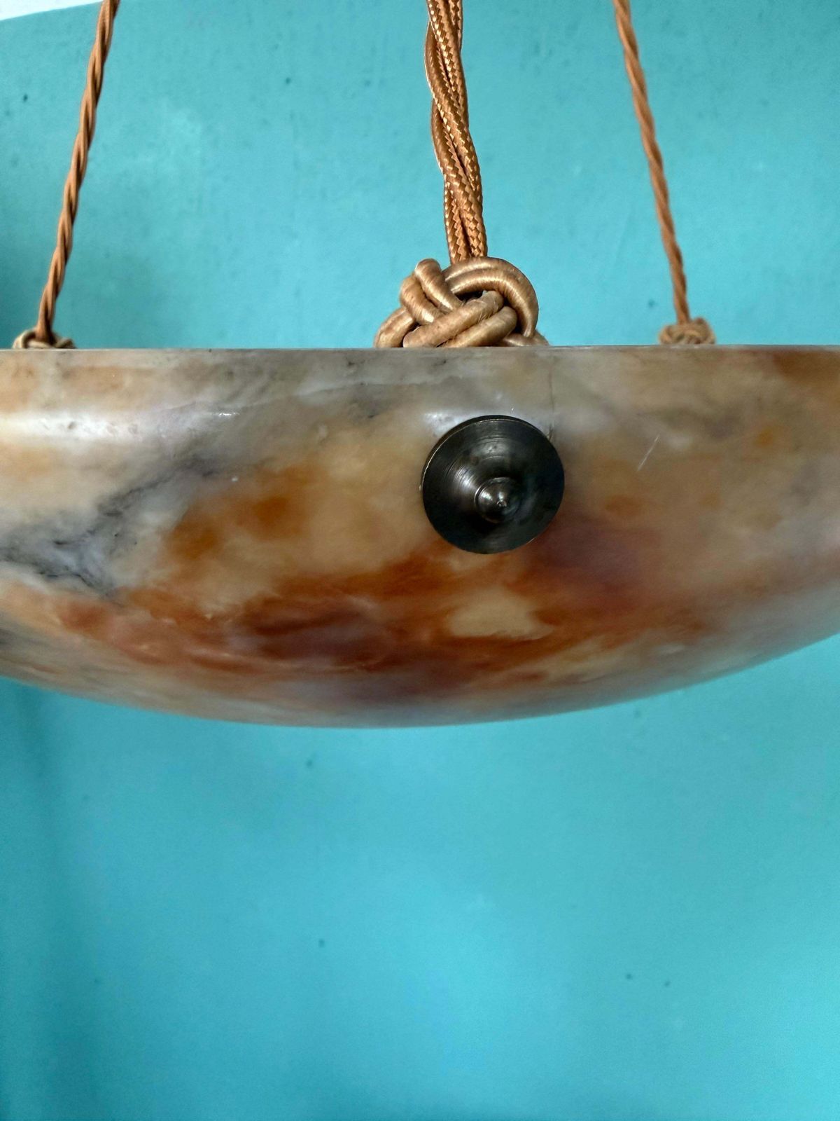 photo for sale Antique Art Deco Hand Carved Alabaster Plafonier From The 1930