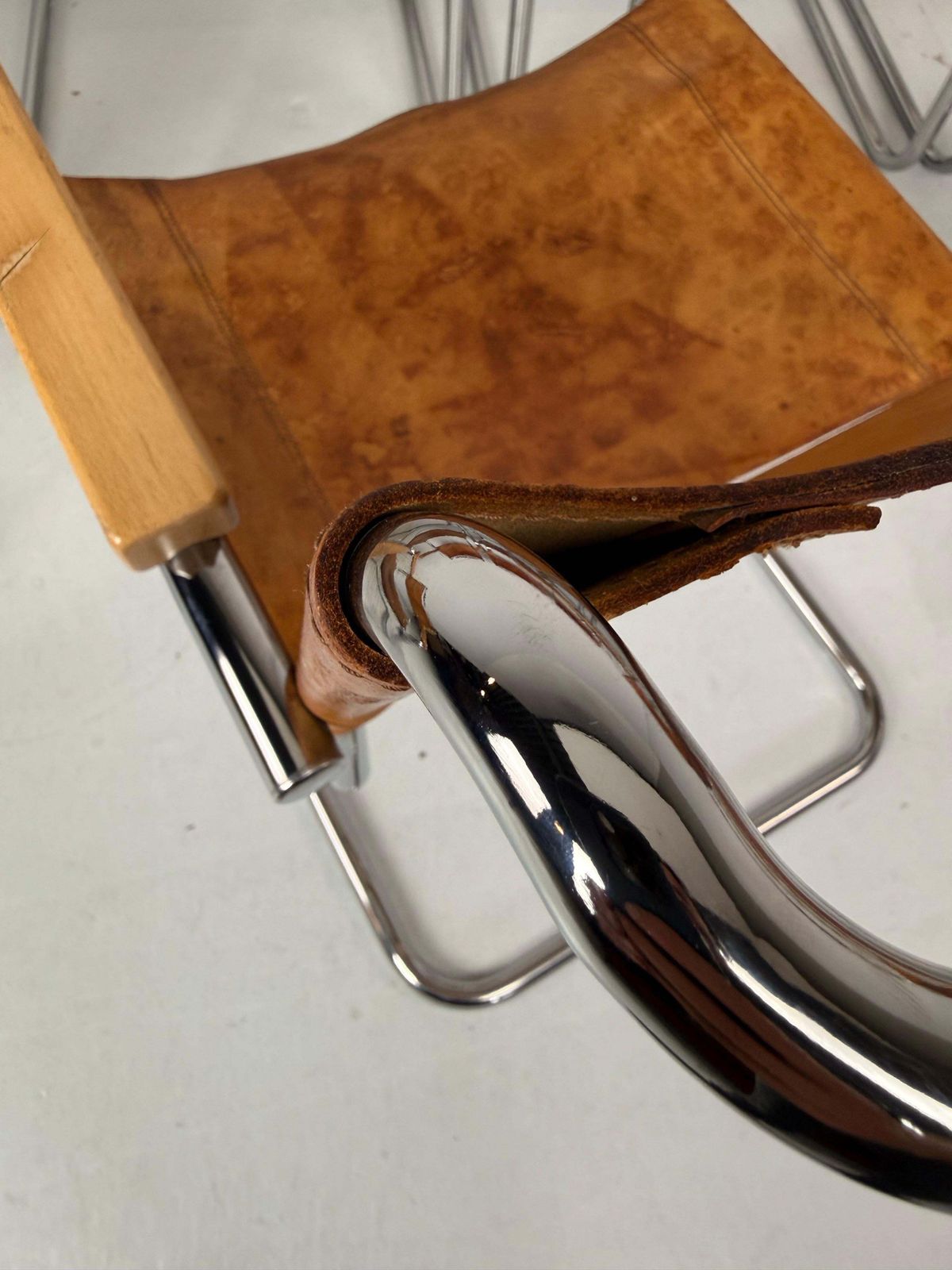 Set Of 6 Original Thonet S34 Cantilever Chairs In Cognac Leather & Chrome, 1970s photo vinterior