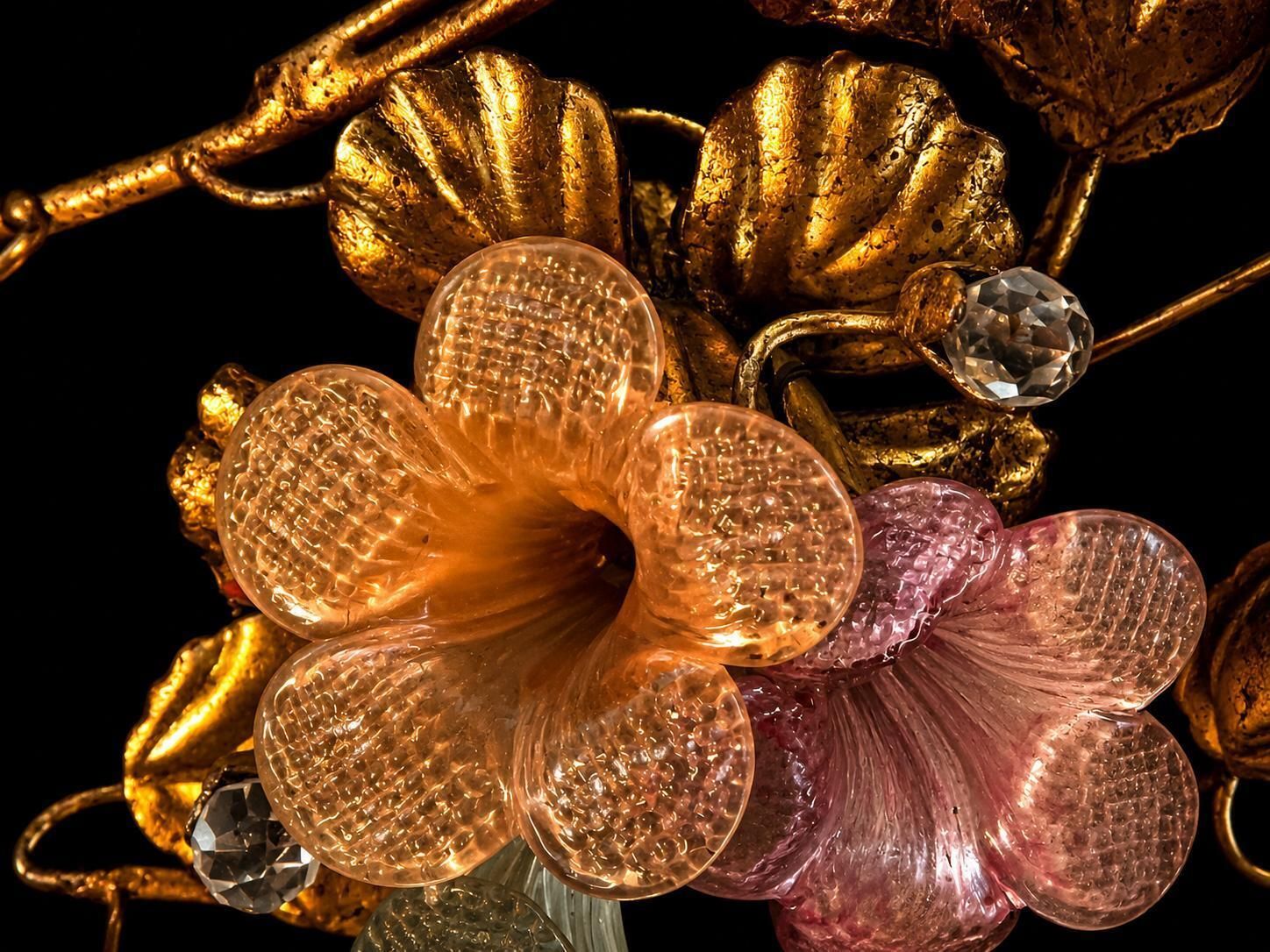 Pink Floreal Murano Chandelier, 1980's photo Lighting