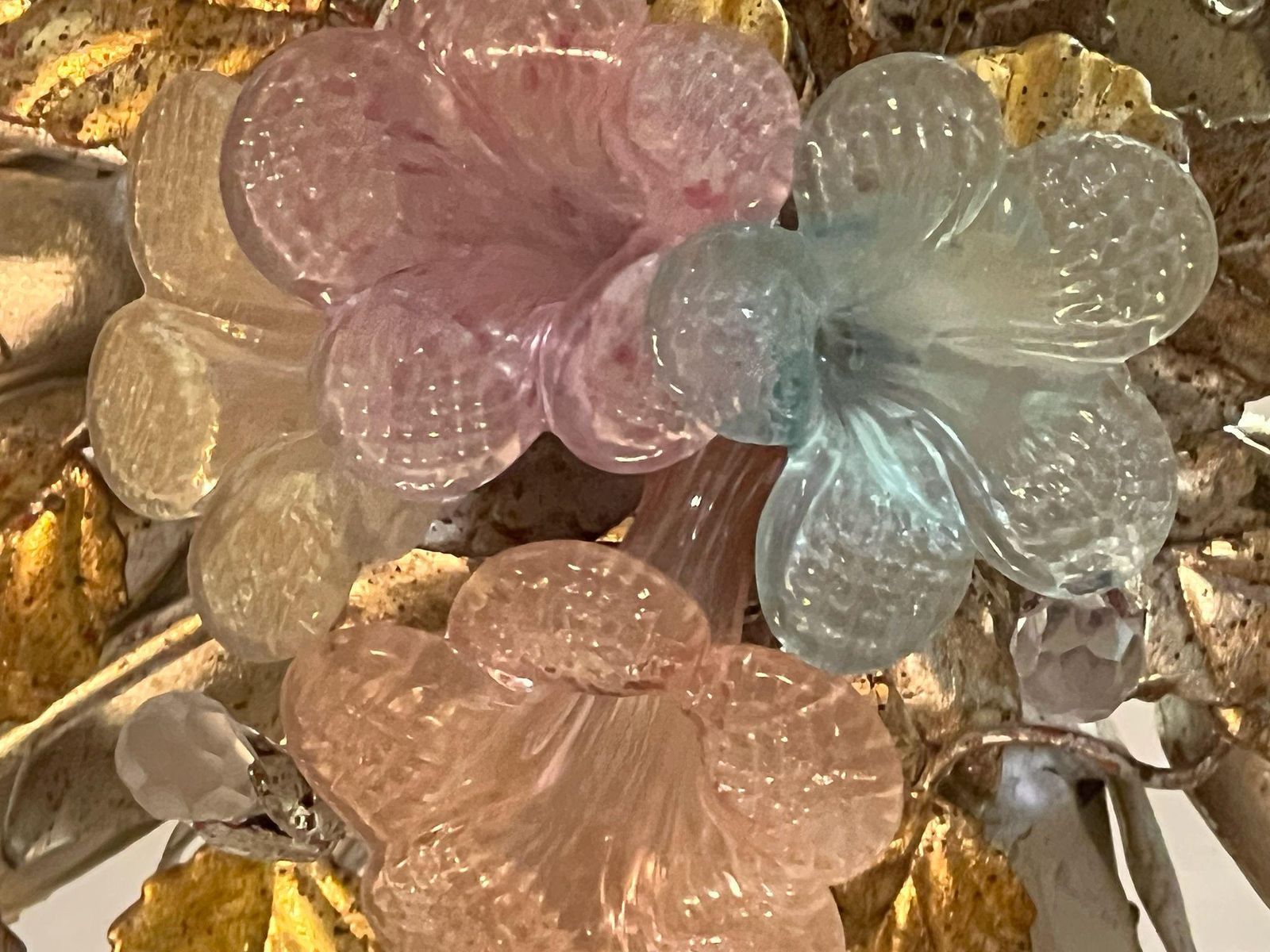 Pink Floreal Murano Chandelier, 1980's photo buy