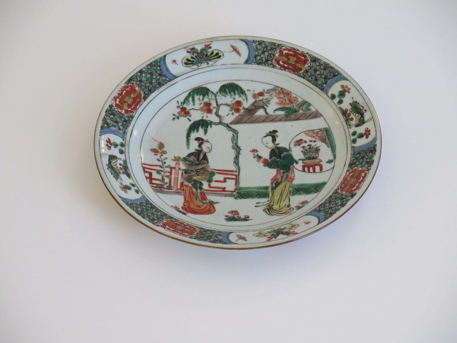 photo for sale Chinese Famille Verte Plate, Hand Painted Porcelain, Kangxi Period C A 1690