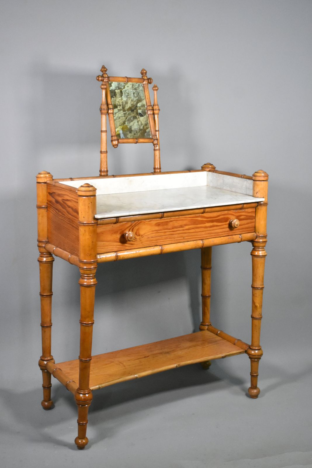 Antique French Faux Bamboo Washstand   Napoleon III Style photo furniture