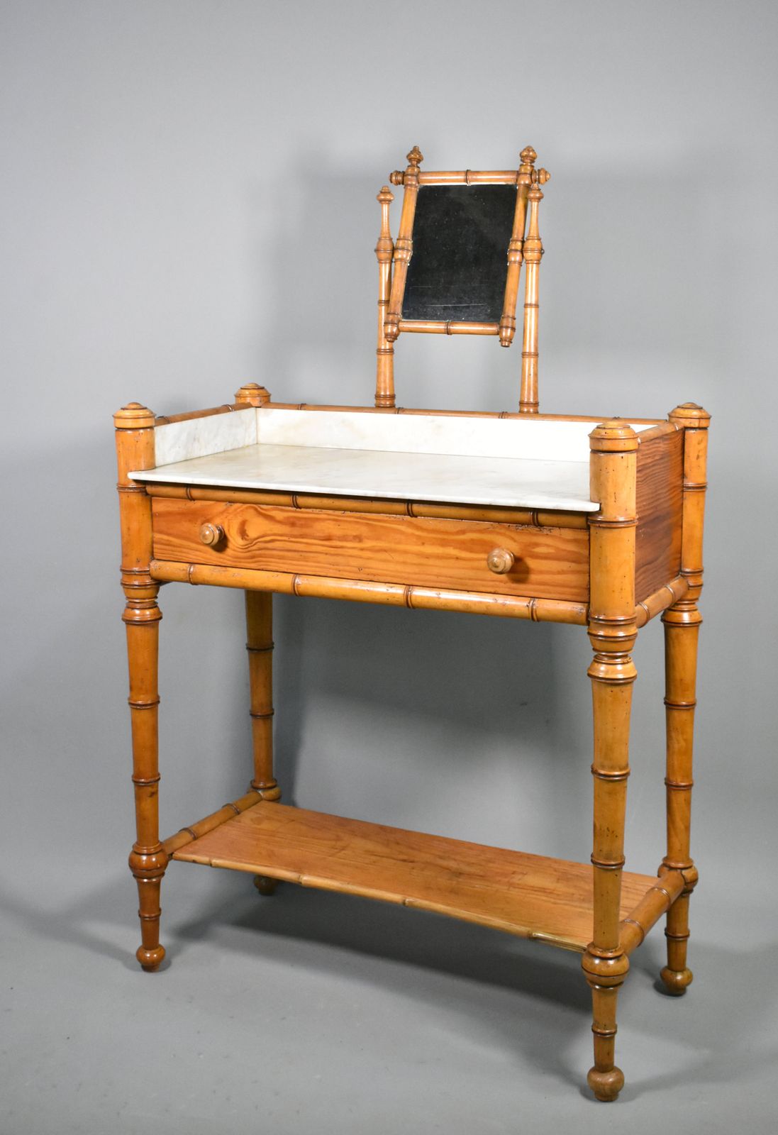 Antique French Faux Bamboo Washstand   Napoleon III Style photo for sale