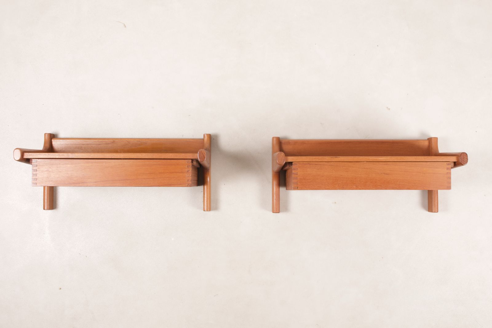 Pair Of 1960s Danish Floating Teak Nightstands By Kai Kristiansen For Aksel Kjersgaard photo for sale