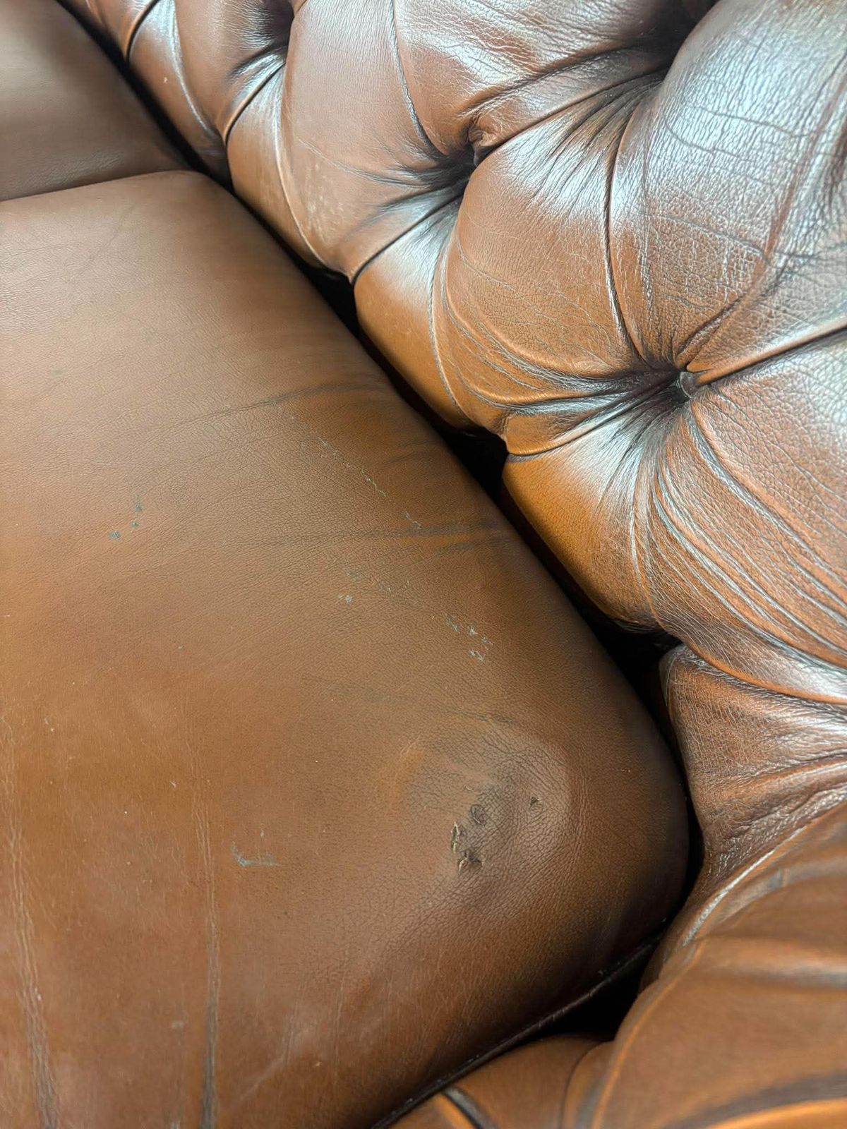 Thomas Lloyd Brown Leather Chesterfield Style Sofa photo vinterior