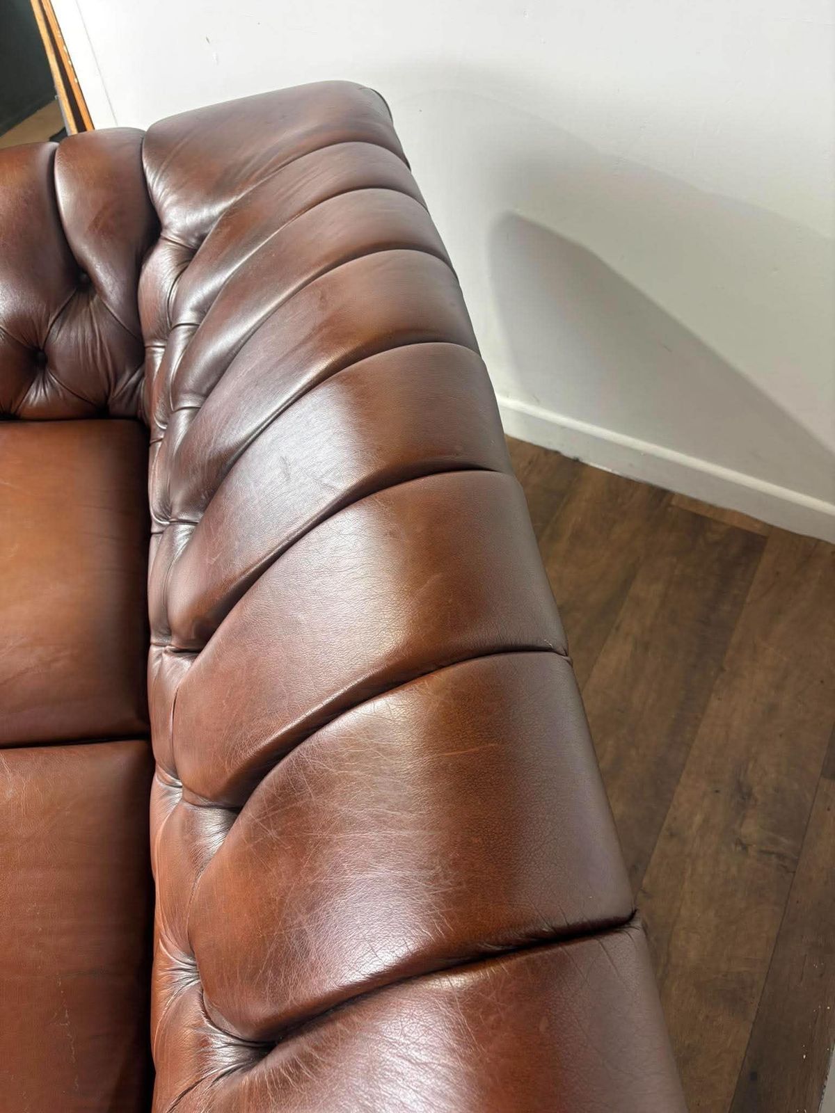 photo buy Thomas Lloyd Brown Leather Chesterfield Style Sofa