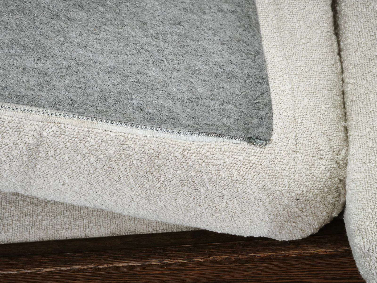 2942.0 Brutalist Solid Oak And Bouclé Three Seat Sofa, Czechoslovakia 1970s photo