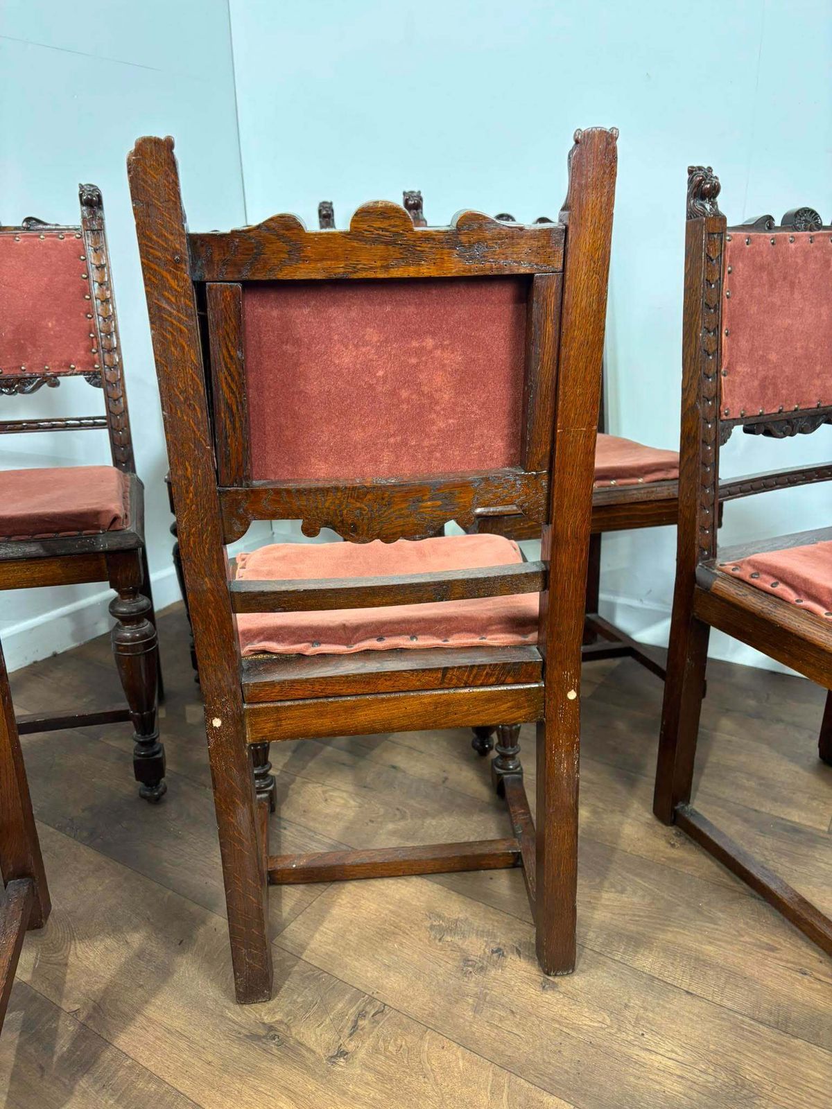 Furniture Victorian Set Of Six Carved Oak Dining Chairs photo