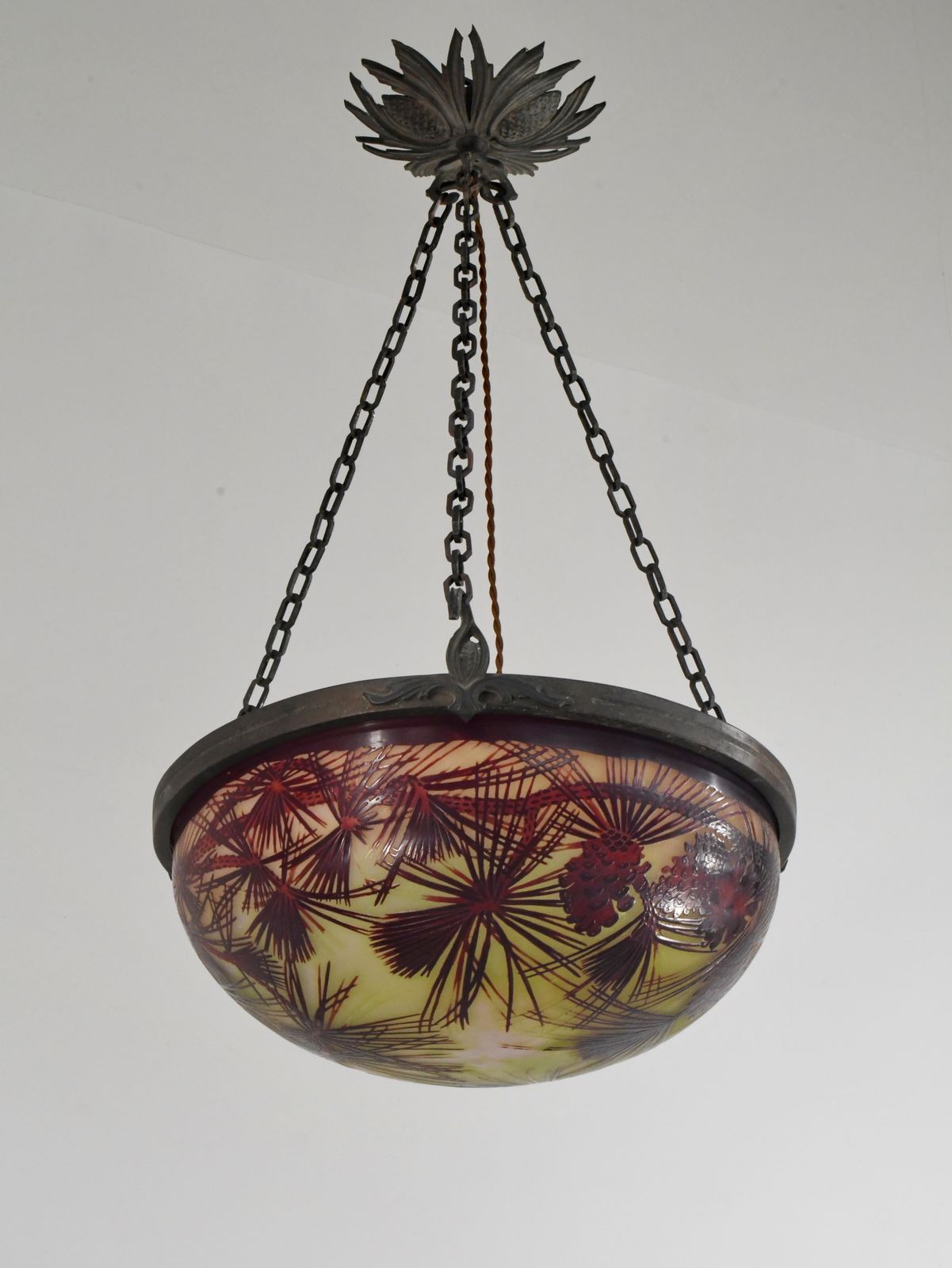 Franse art deco cameo hanglamp van Gallé, jaren 1920, Frankrijk photo 6500.0