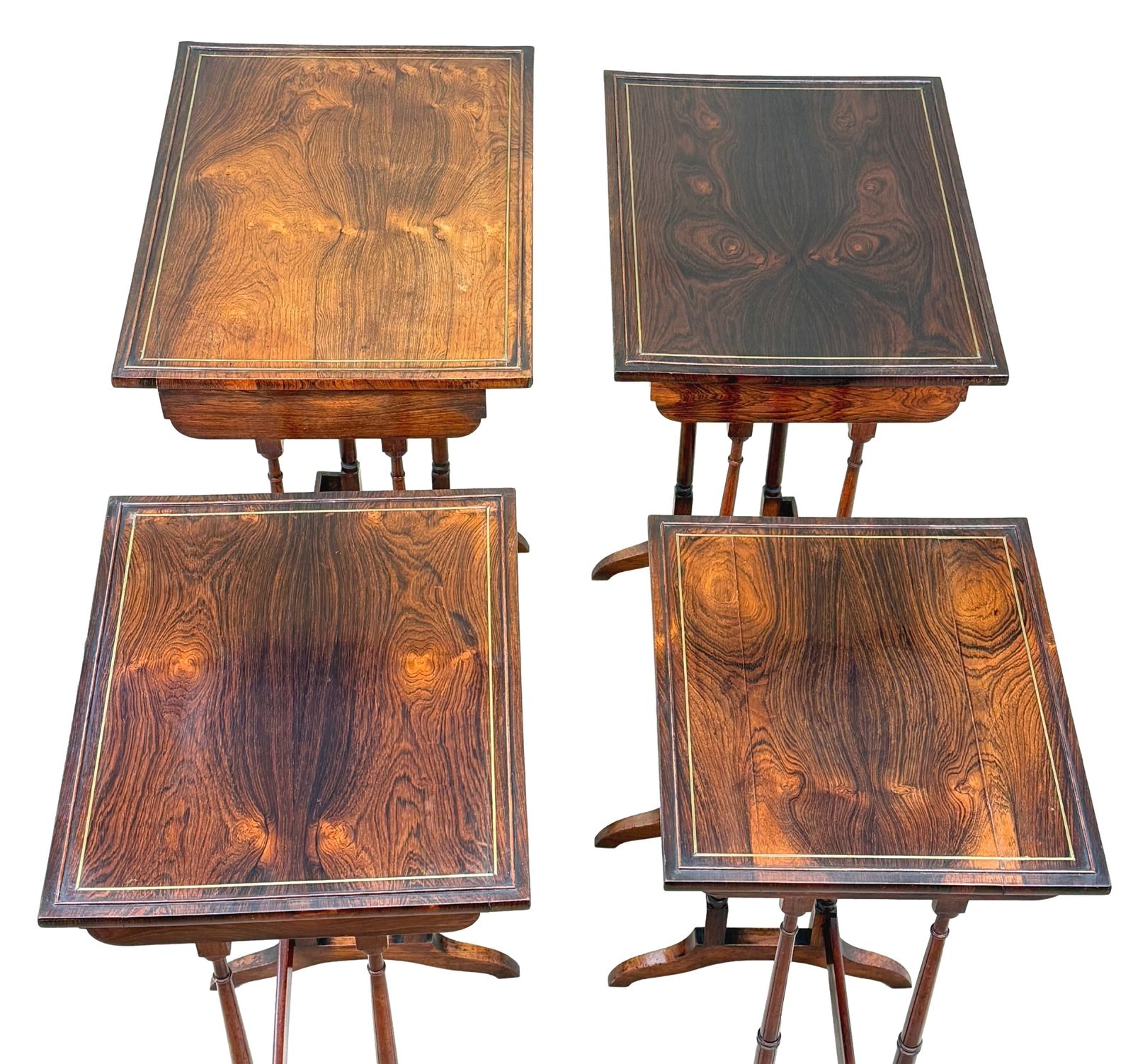 photo vinterior Hoogwaardige Regency Rozenhout Quartetto Nesttafels, Set van Vier (Engeland, ca. 1825)