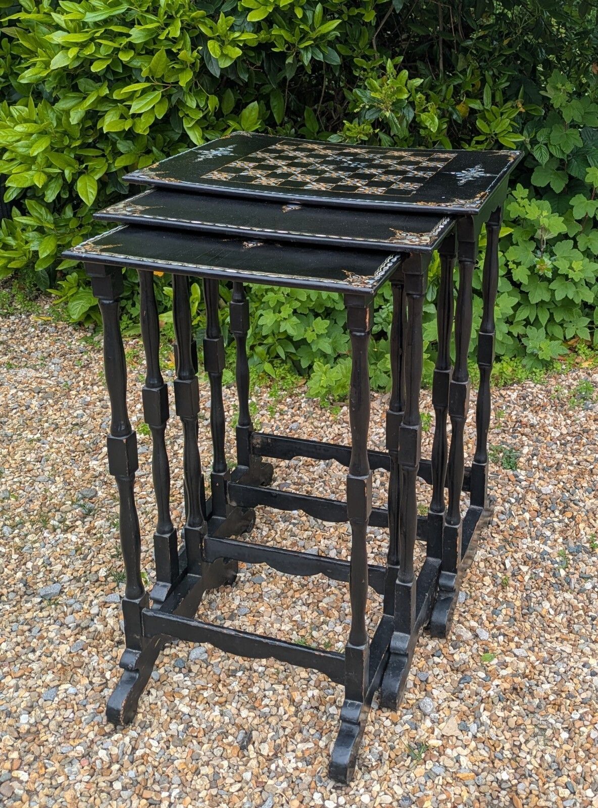 Nest Of Three Lacquer Tables Mother Of Pearl
