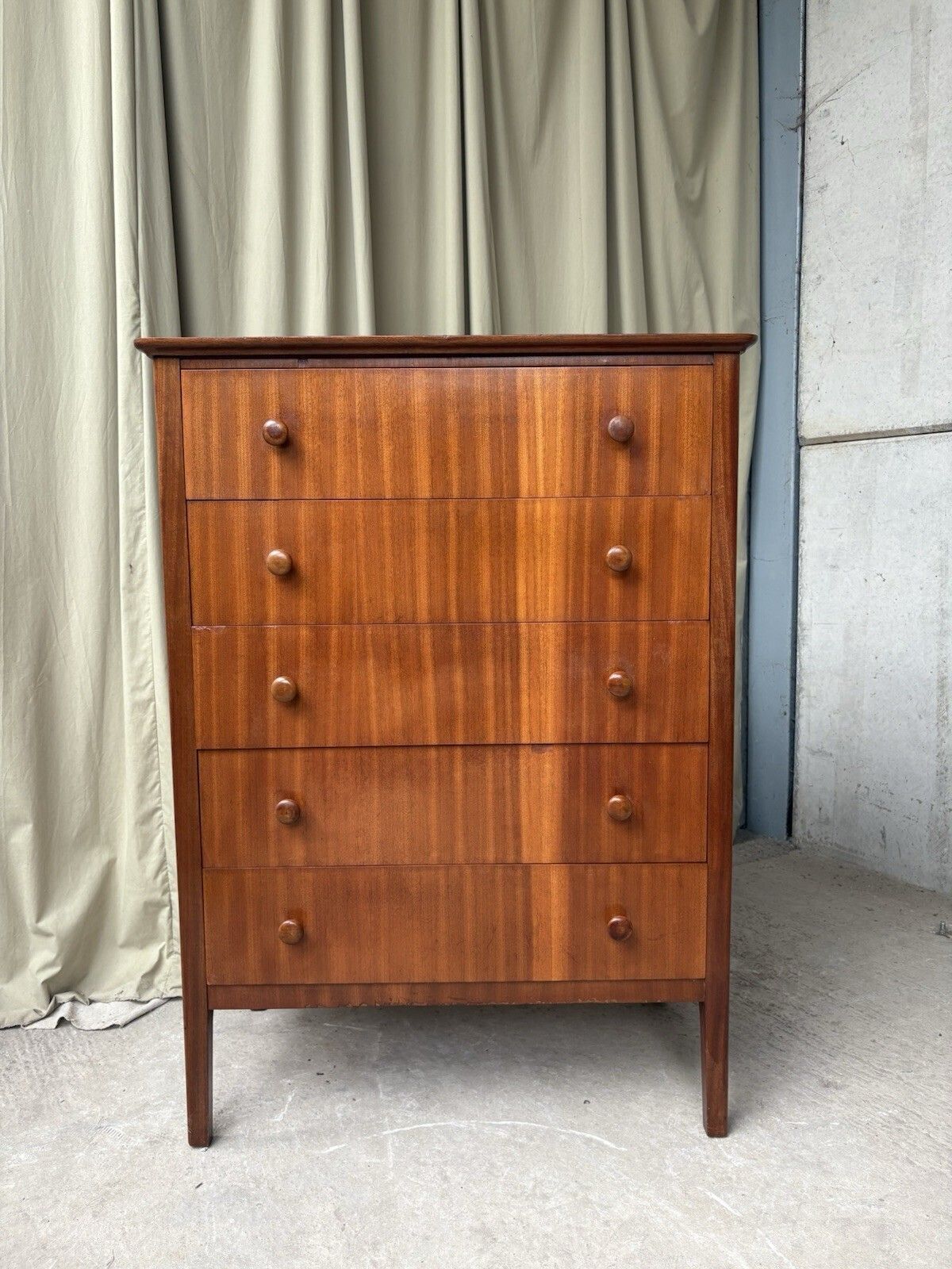 Vtg Mid Century Chest Of Drawers Tallboy Retro Scandi Danish R1200 photo Furniture