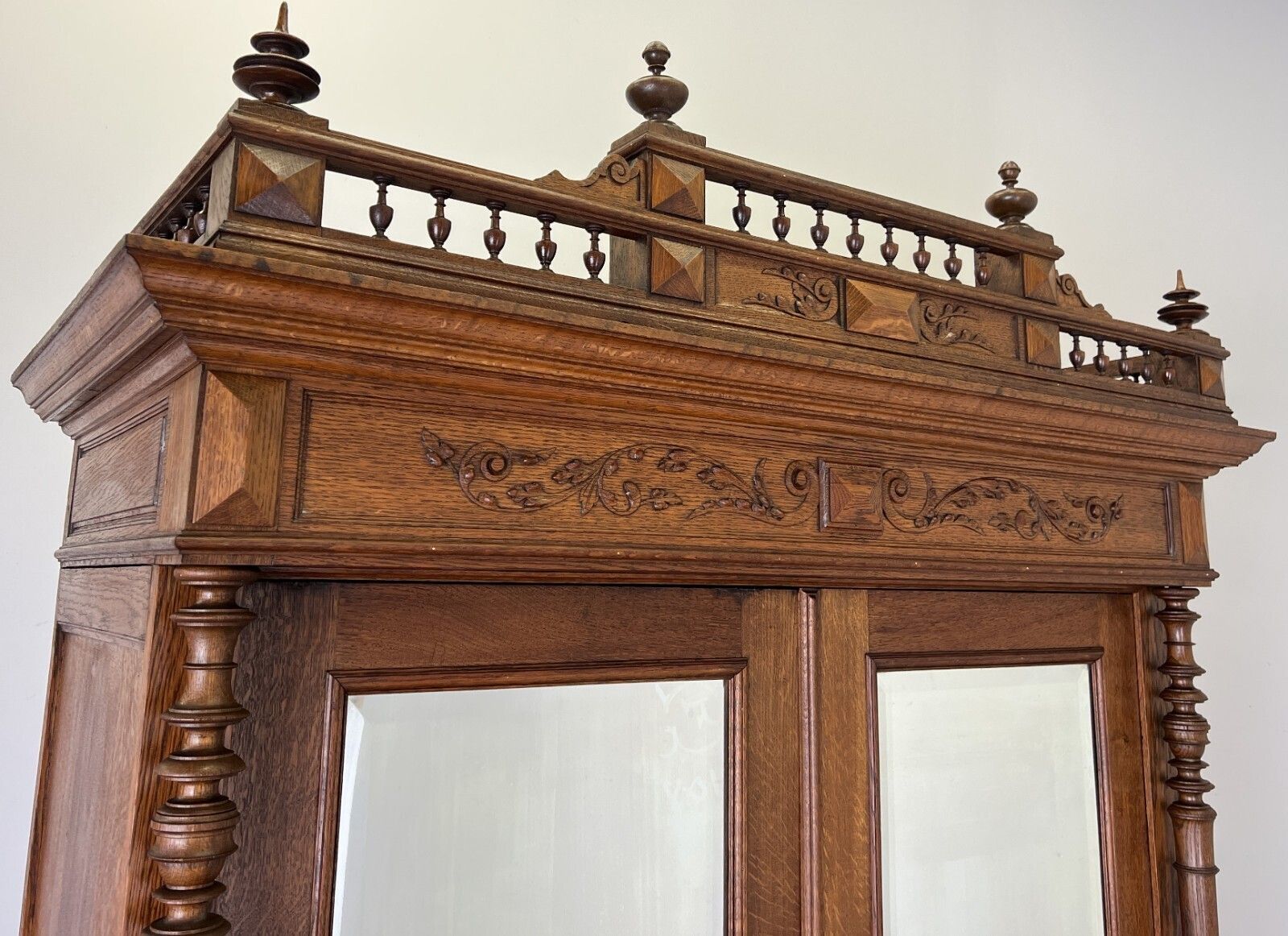 Wardrobe Antique French Oak Two Door Mirrored Carved Armoire Cabinet Lot 6153 photo buy