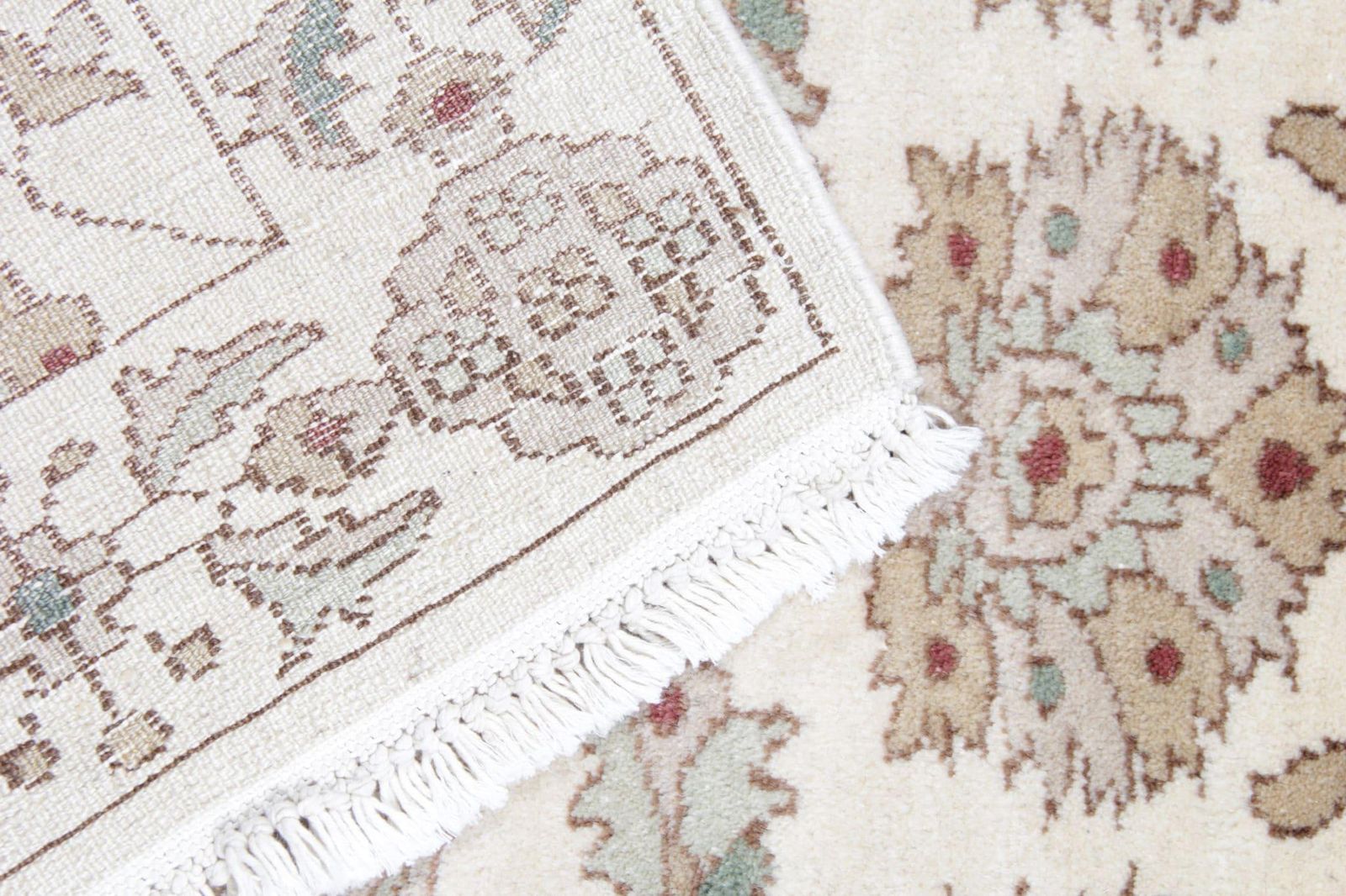 Vintage Beige Runner Rug, Floral Wool Coffe Brown Carpet Runner Zeigler. photo 1502.0