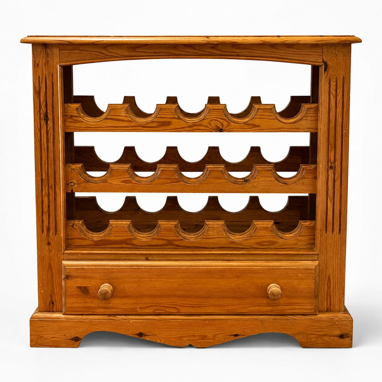 Vintage Natural Waxed Pine Wine Rack Cabinet, Rustic Pine Bottle Storage, Country House Wine Rack, Farmhouse Pine Cabinet