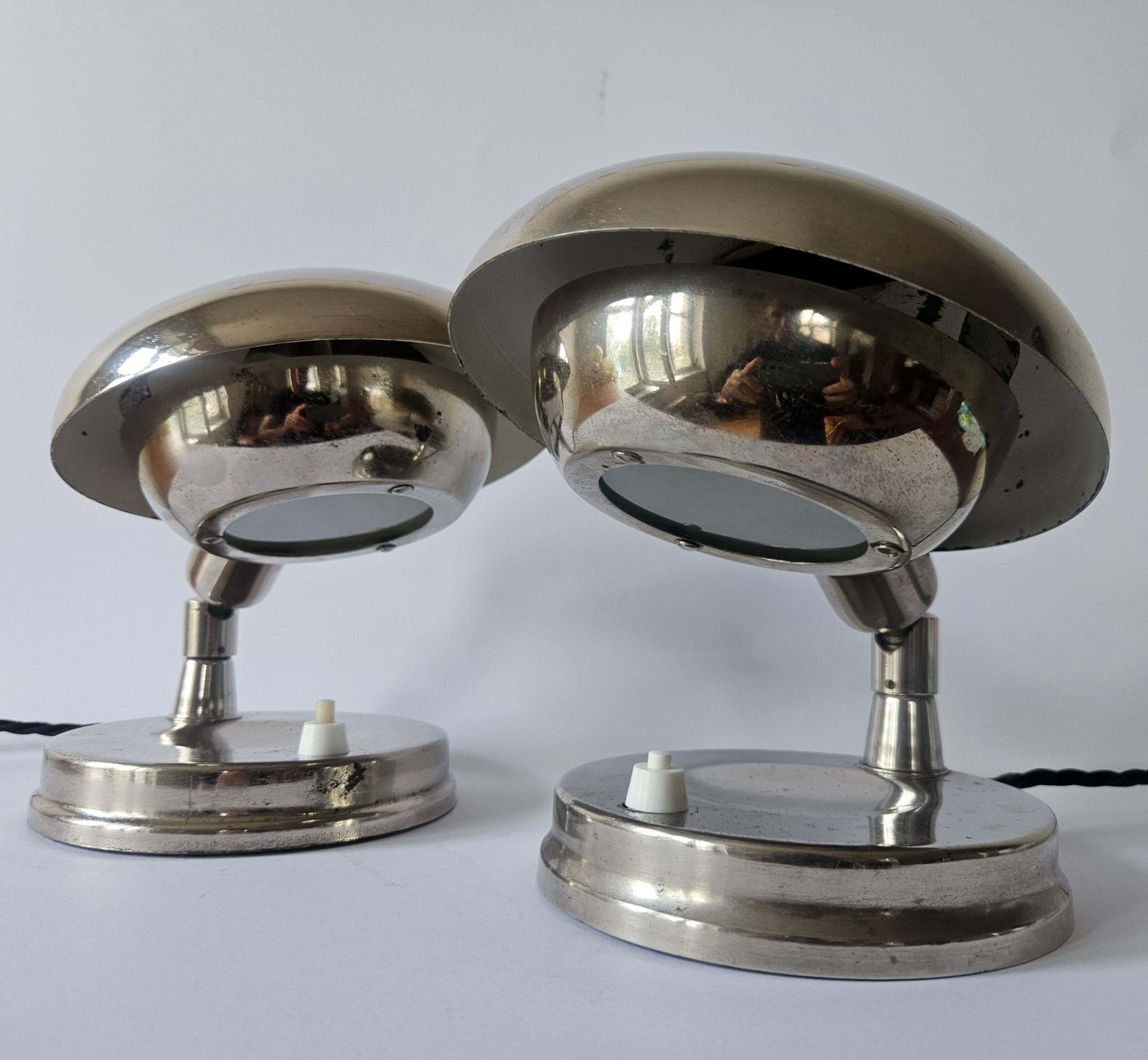 Paire de lampes de table Bauhaus chromées très rares, Art déco, Franta Anyz, années 1930 photo Luminaires