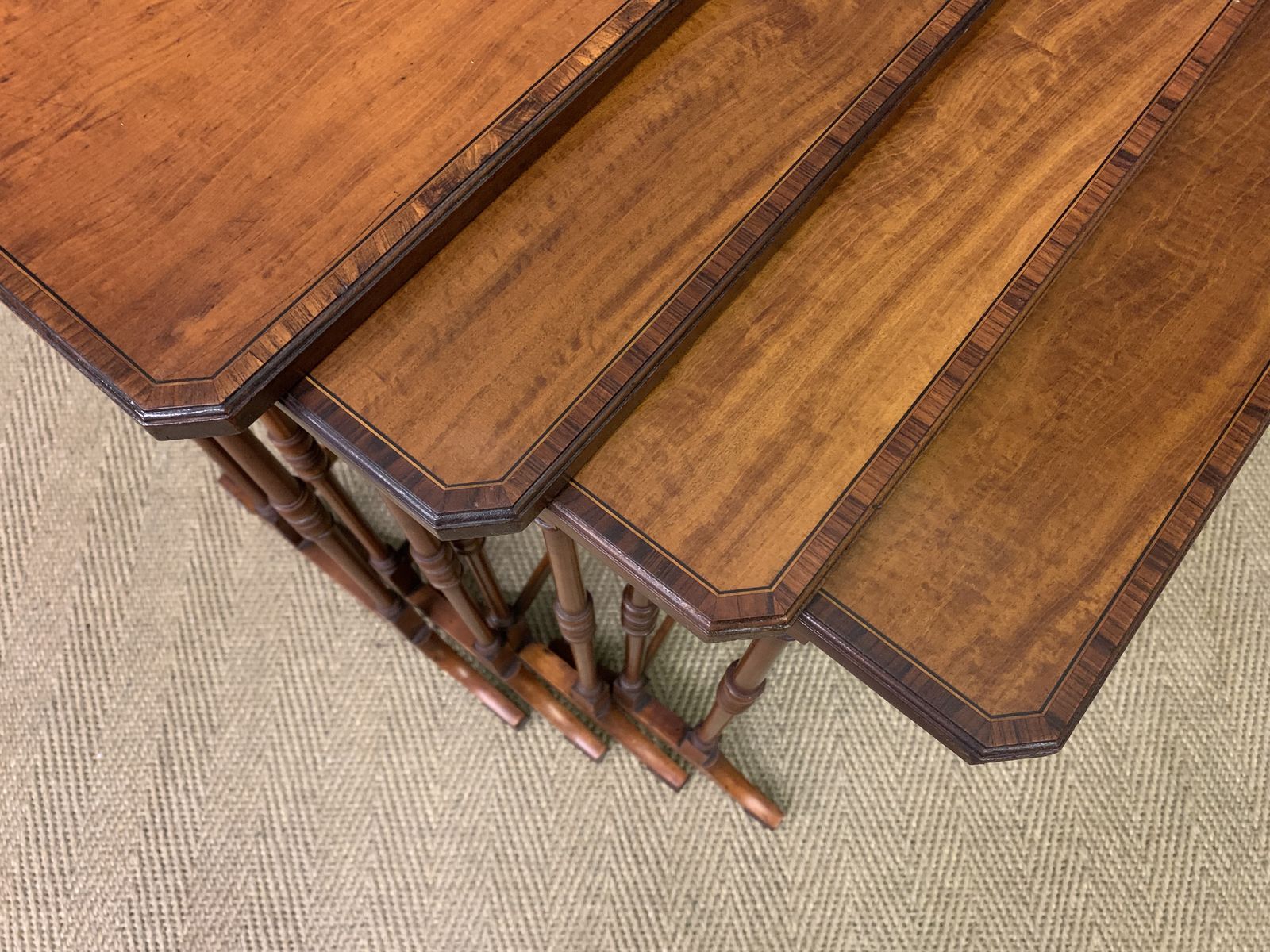 photo for sale Inlaid Satinwood Nest Of 4 Tables