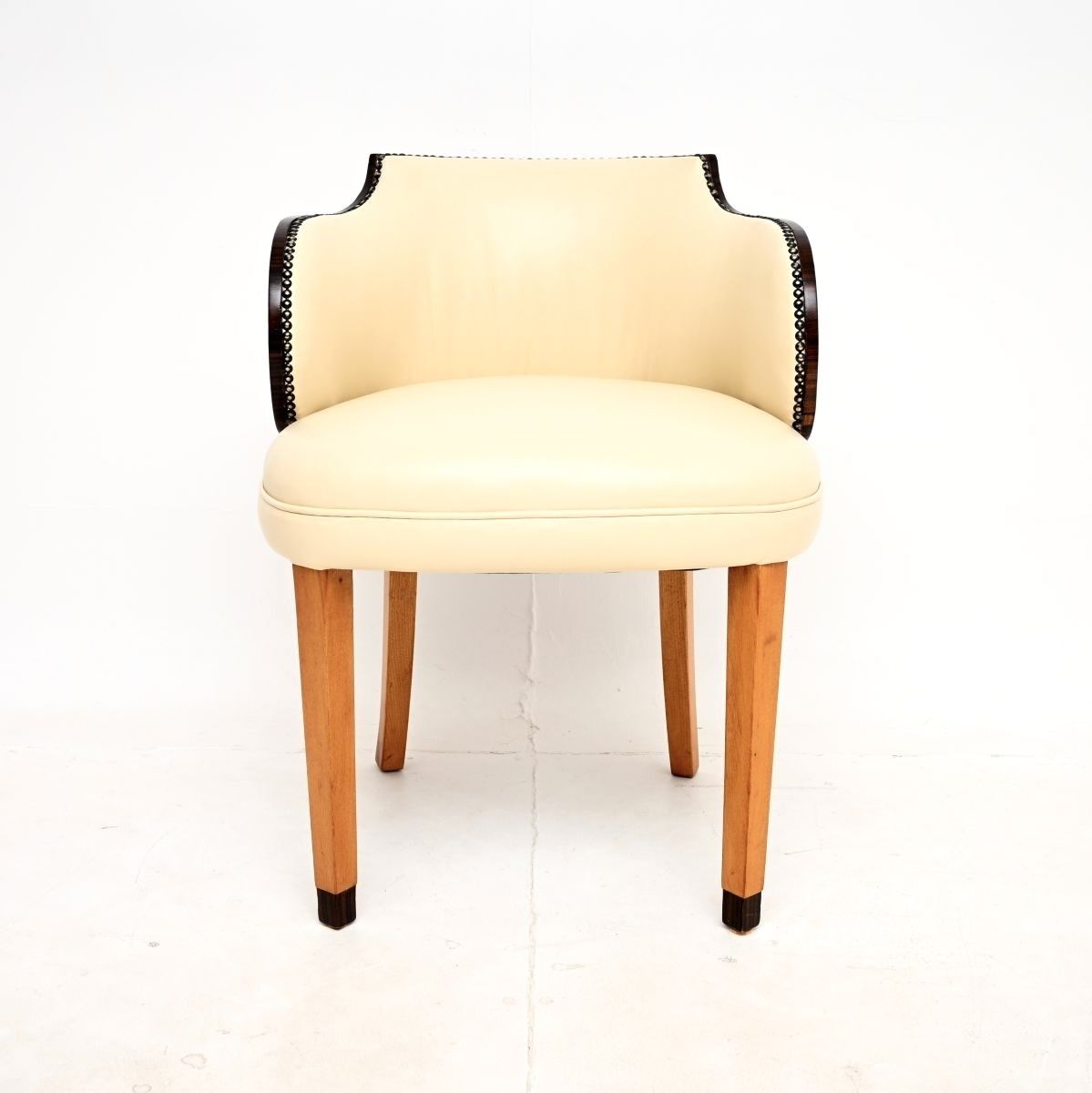 Art Deco Burr Walnut And Leather Armchair / Desk Chair. photo Furniture