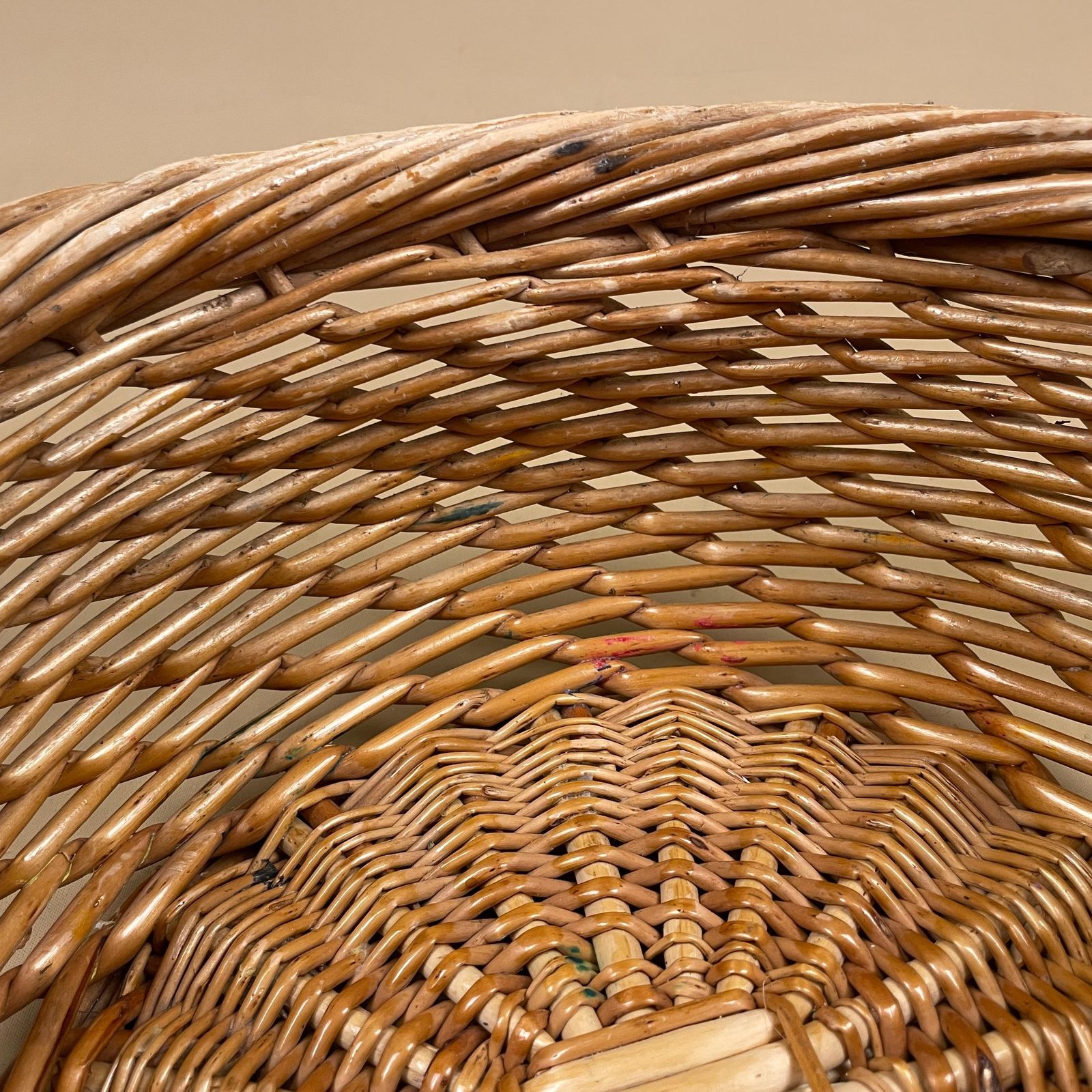 Vintage Wicker Blanket Basket Willow Storage Basket Rustic Farmhouse Decor photo 55.0
