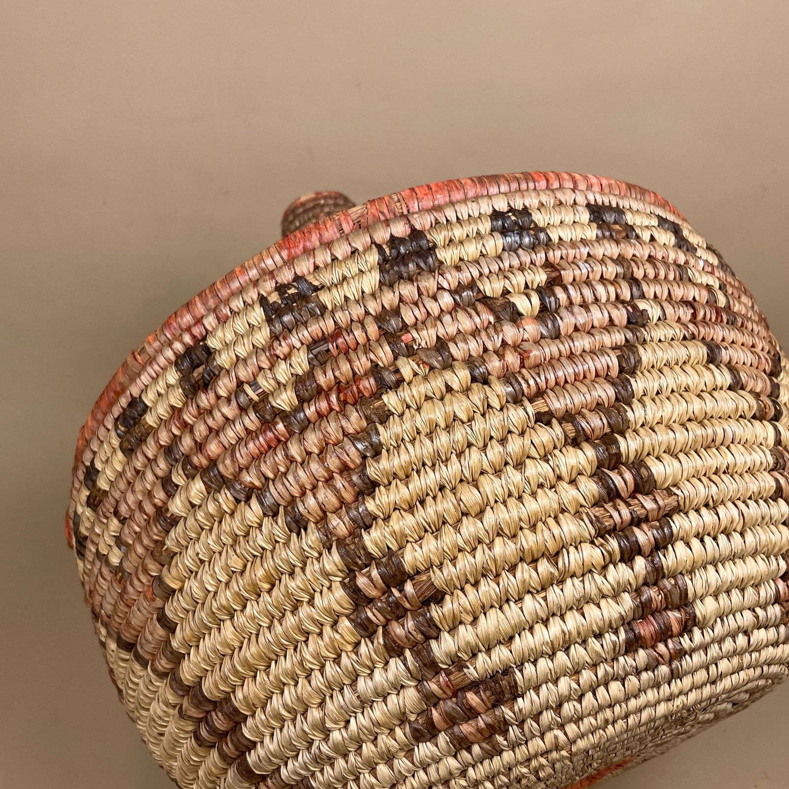 Home Decor Vintage African Lidded Basket Coiled Grass Storage Basket Boho Decor Beige Red Dye Bolga Style Fetchedfrom      5 Out Of 5 Stars photo