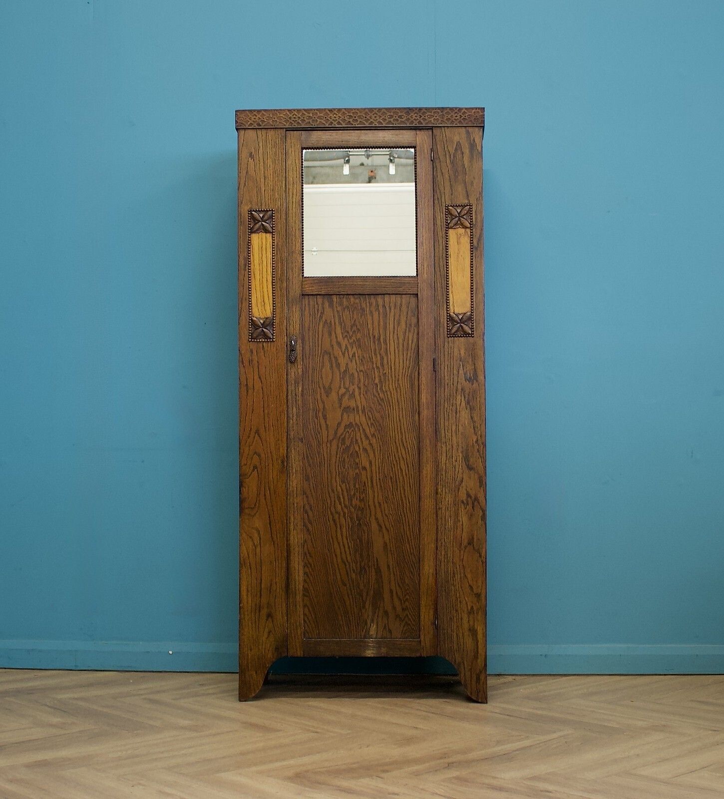 Antique Oak Edwardian Arts And Crafts Wardrobe Hall Cupboard, 1900s #1795 photo Furniture