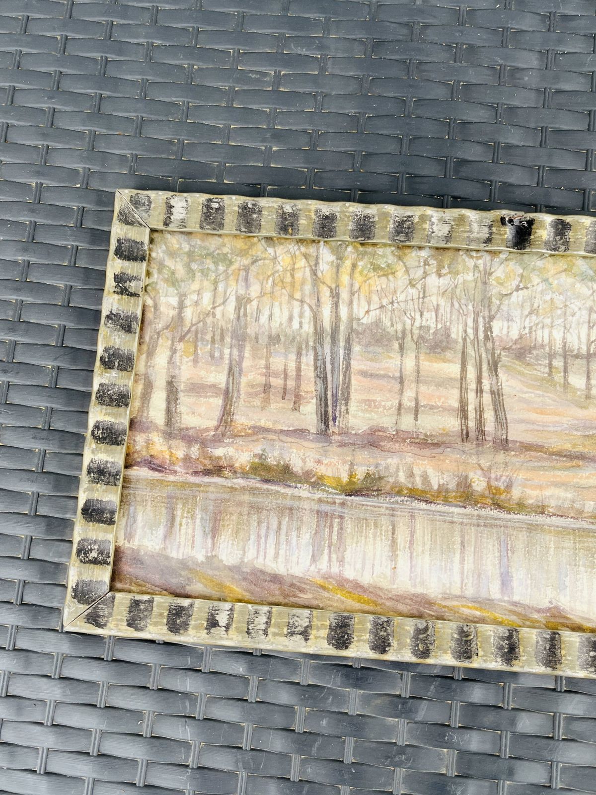 Belgische aquarel – Vijver in het bos bij Chevetogne, gesigneerd J. Dupont photo vintage