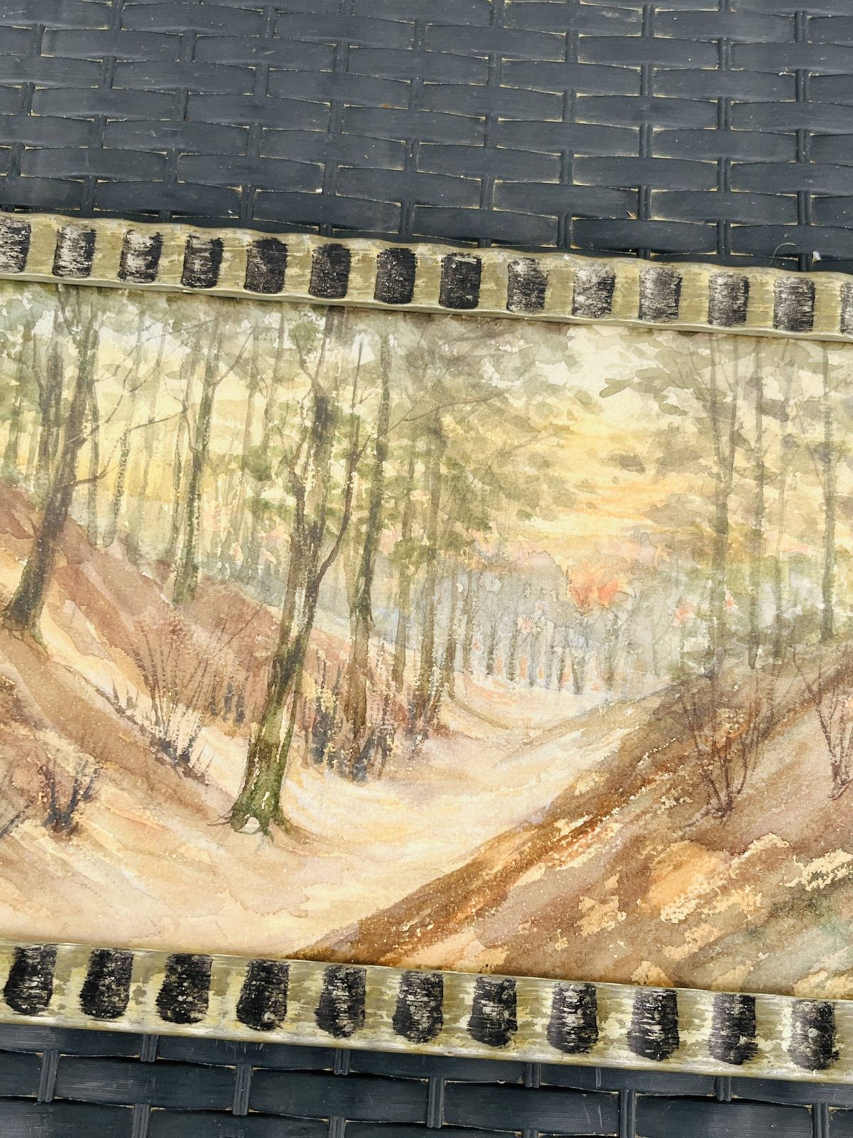 Belgische aquarel – Zonsondergang in Houffalize, gesigneerd J. Dupont photo furniture