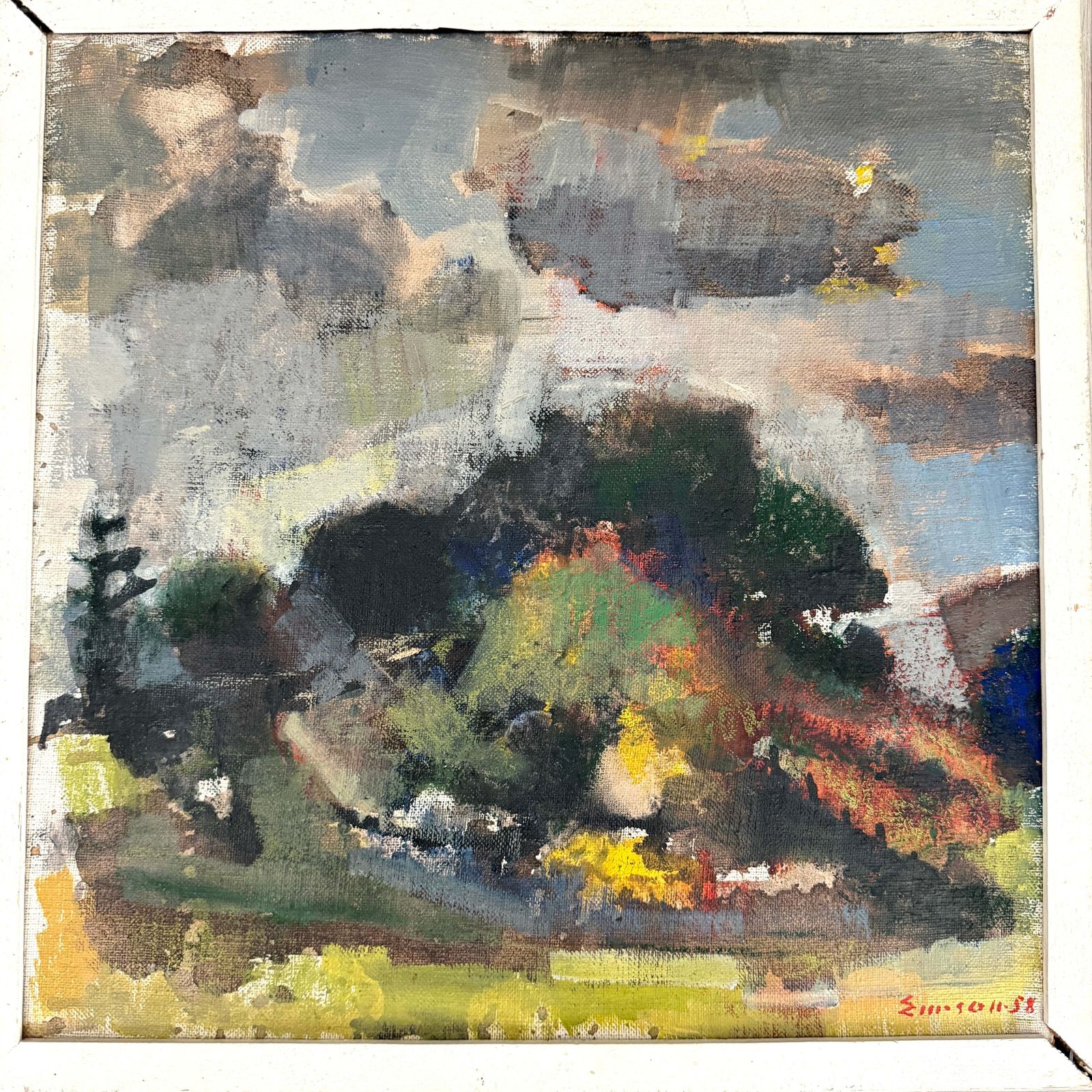 Midsummer Sky, 1958. Vintage Swedish Oil Painting By Erik Emanuelsson. photo furniture