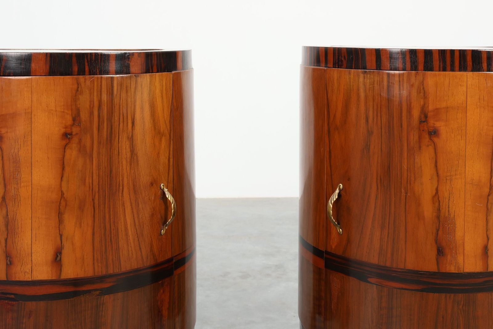 photo furniture Art Deco Walnut And Marble Nightstands, Italy, 1920s, Set Of 2