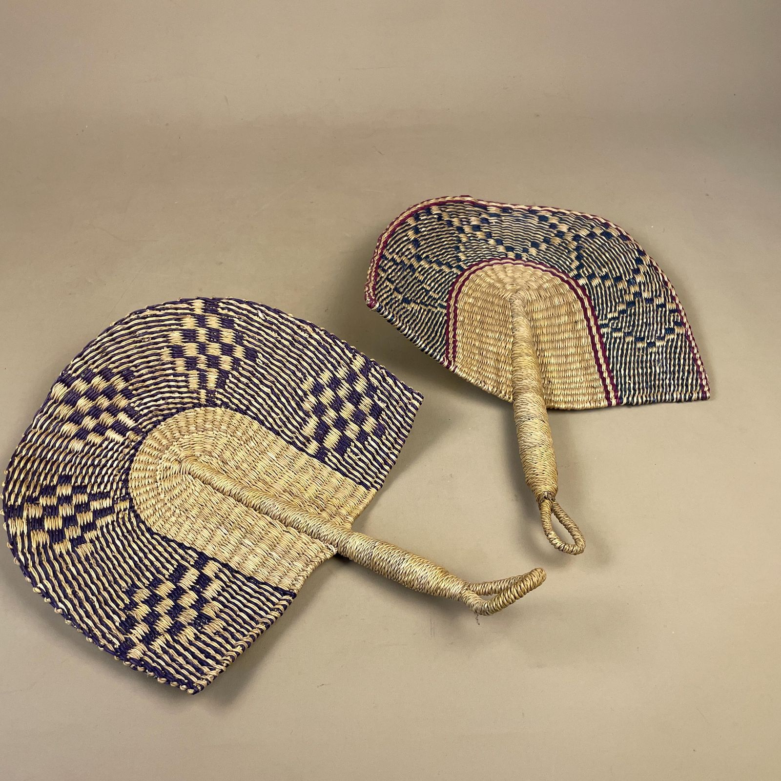 African Elephant Grass Fans Pair Handwoven Ghana Wall Decor Hand Fan Bolga photo Art