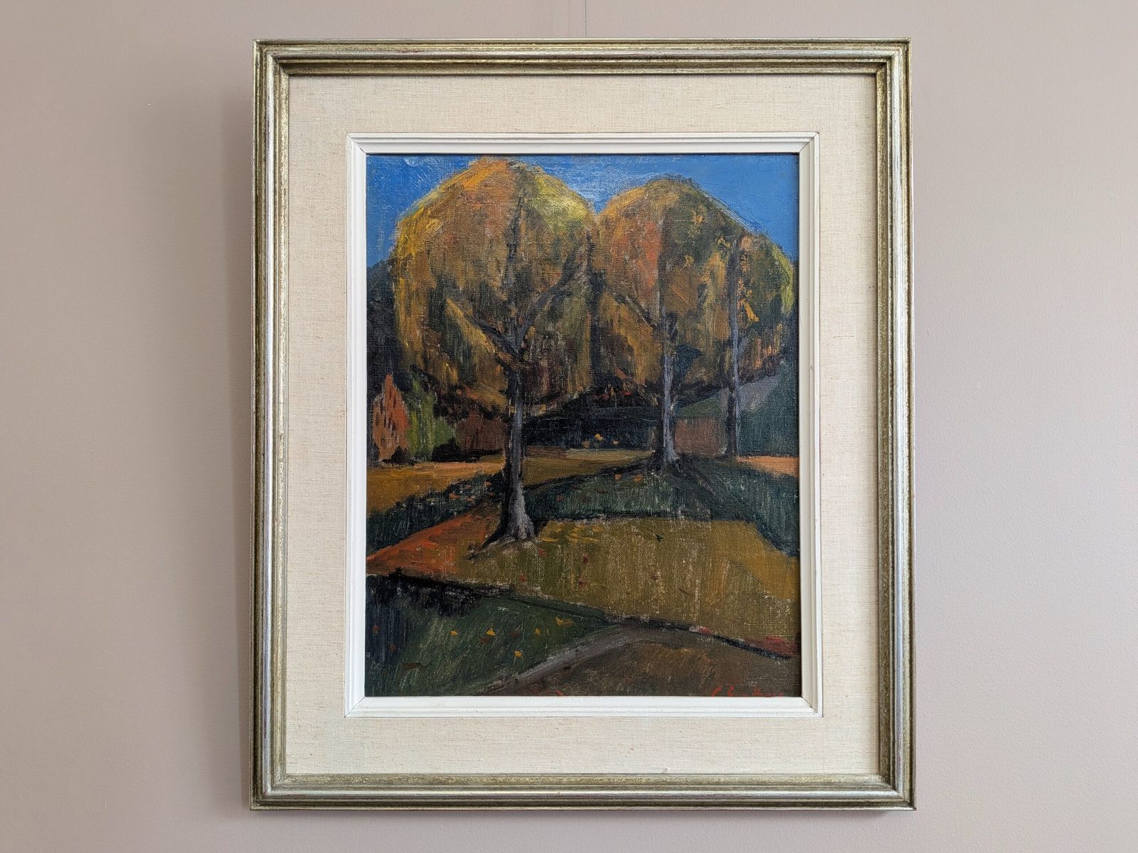 Trees In Autumn Oil On Canvas.