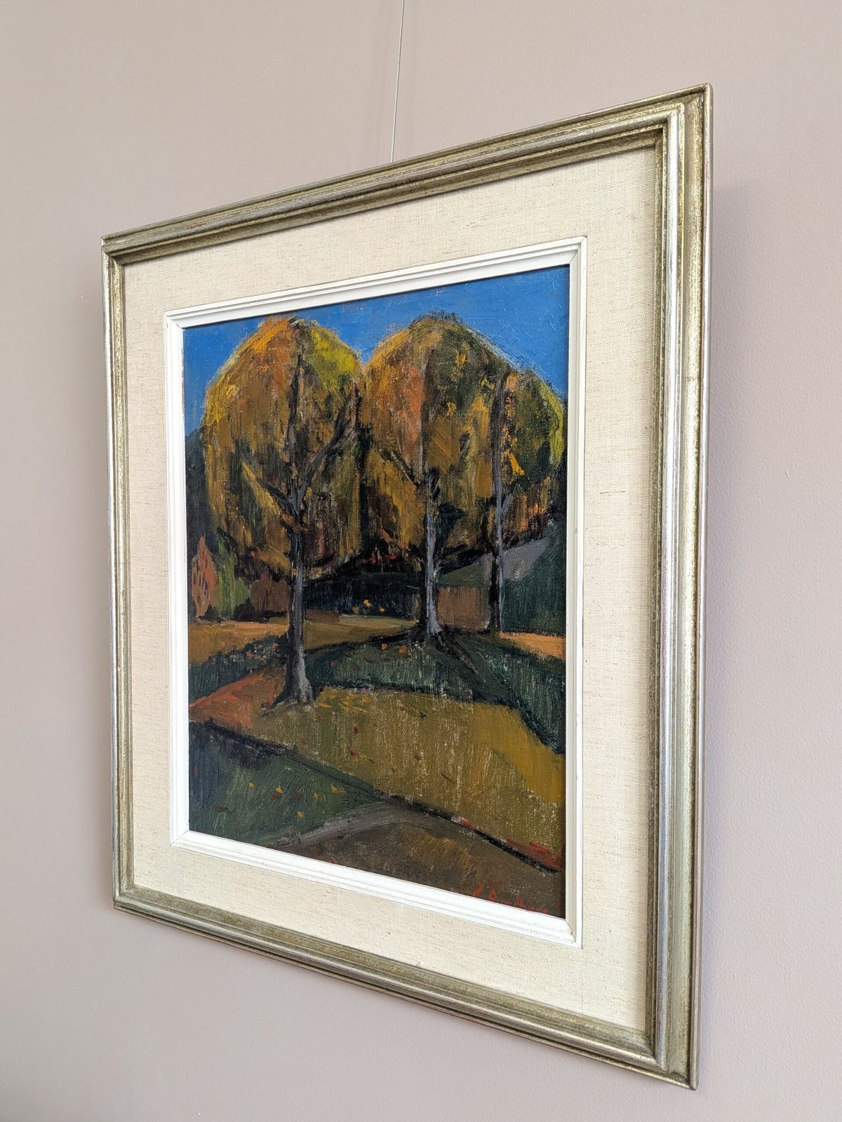 Bomen in de herfst, olieverf op doek. photo for sale