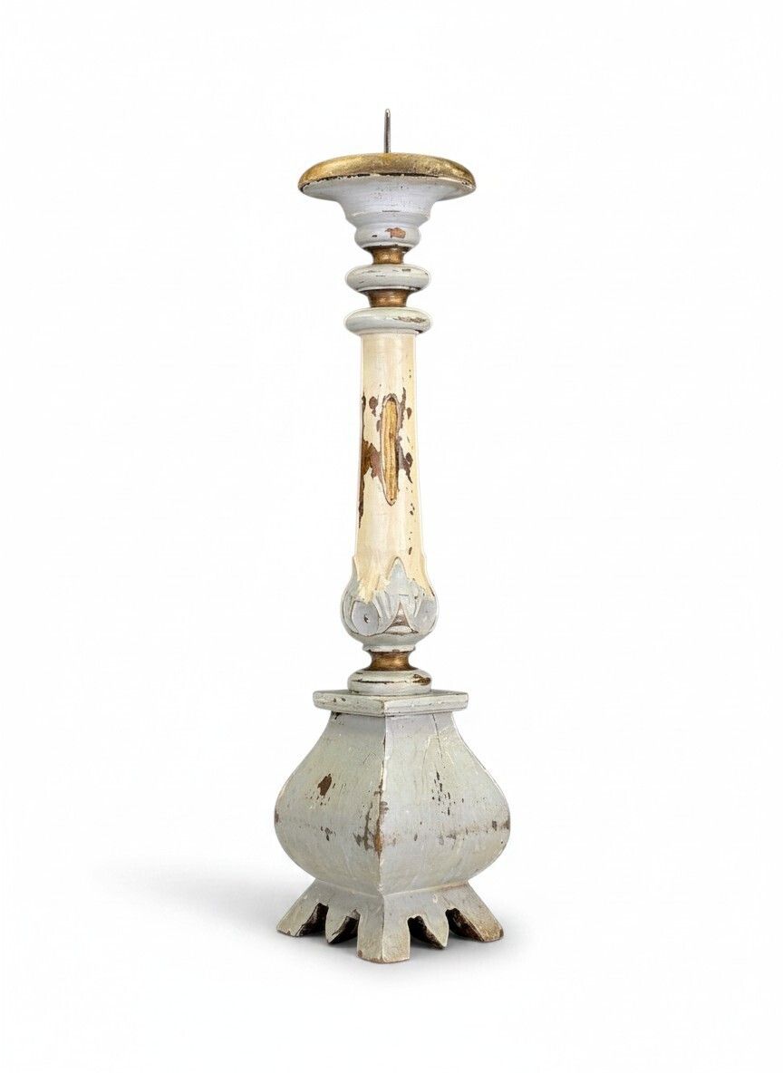 A Swedish Carved Wooden Candlestick, Circa 1870