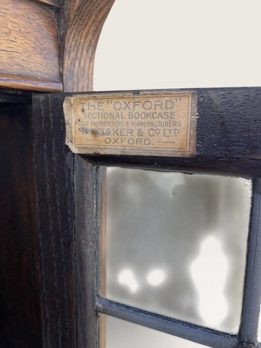 photo buy Oxford Oak Sectional Leaded Glass Bookcase C.1920.