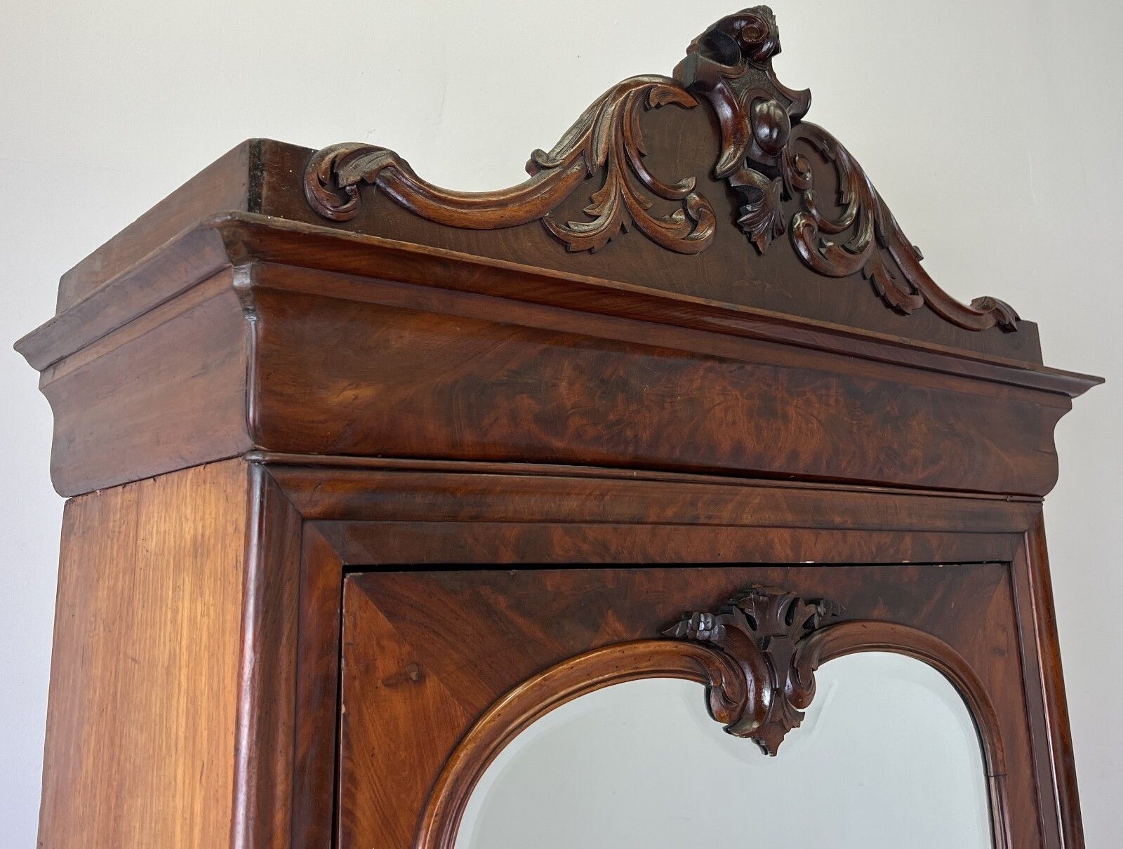 Wardrobe Antique French Style Mahogany Hidden Drawer Mirrored Armoire Lot 6148 photo for sale