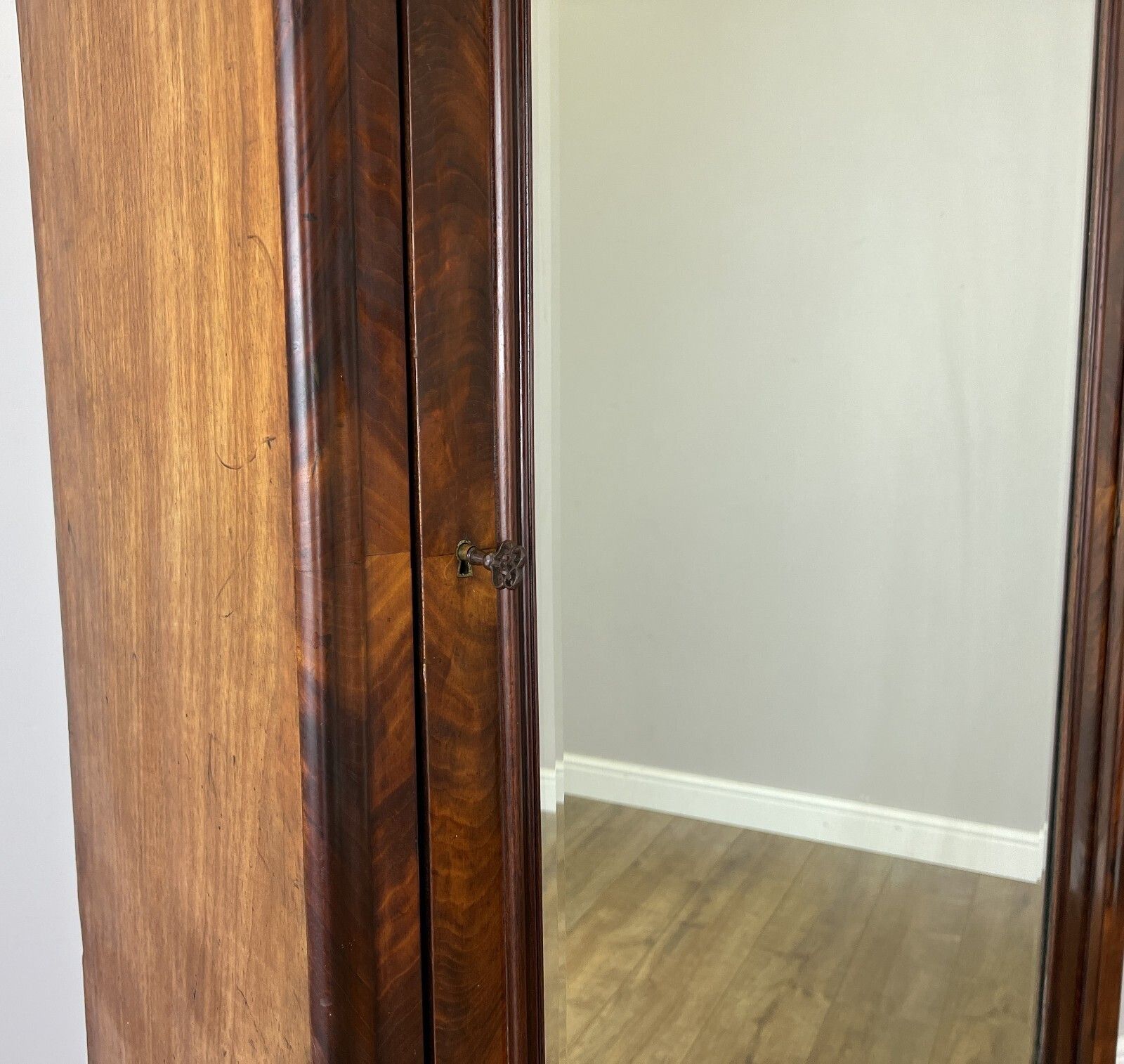 Wardrobe Antique French Style Mahogany Hidden Drawer Mirrored Armoire Lot 6148 photo buy