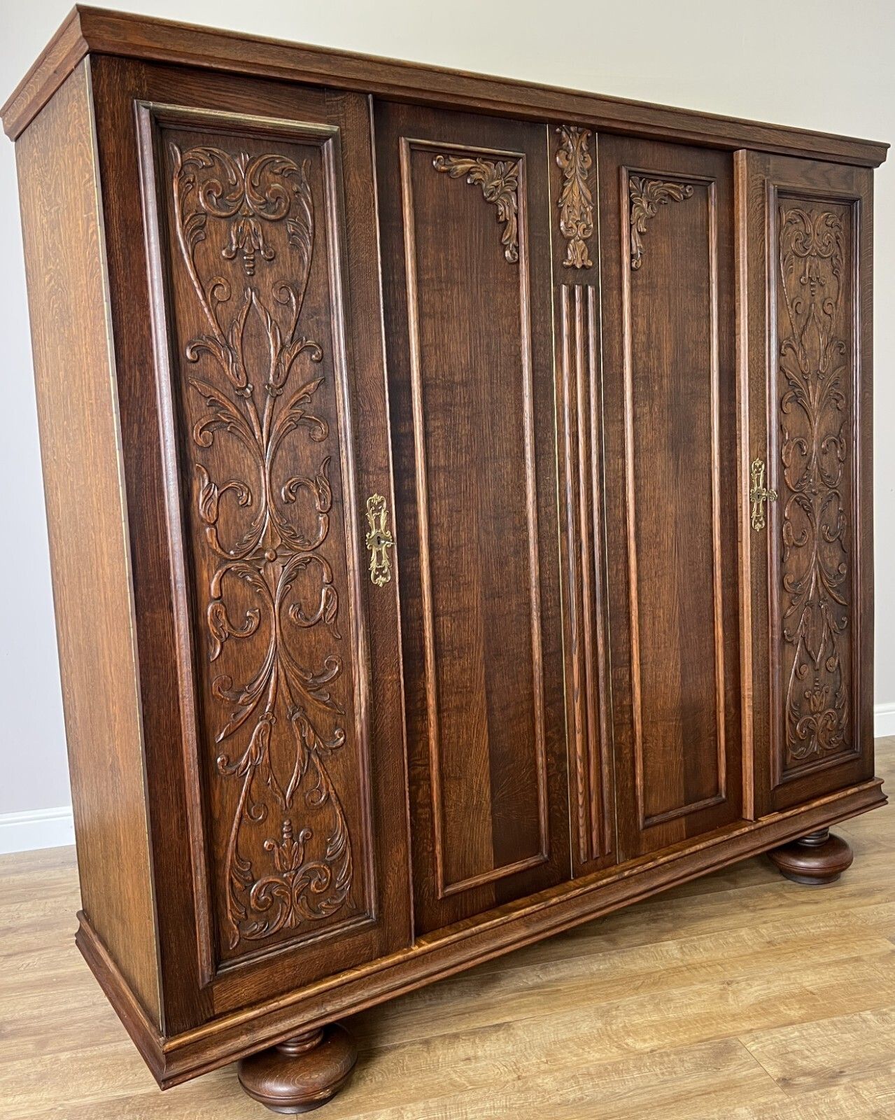 Wardrobe Vintage French Style Four Door Carved Armoire Cabinet Lot 6145 photo for sale