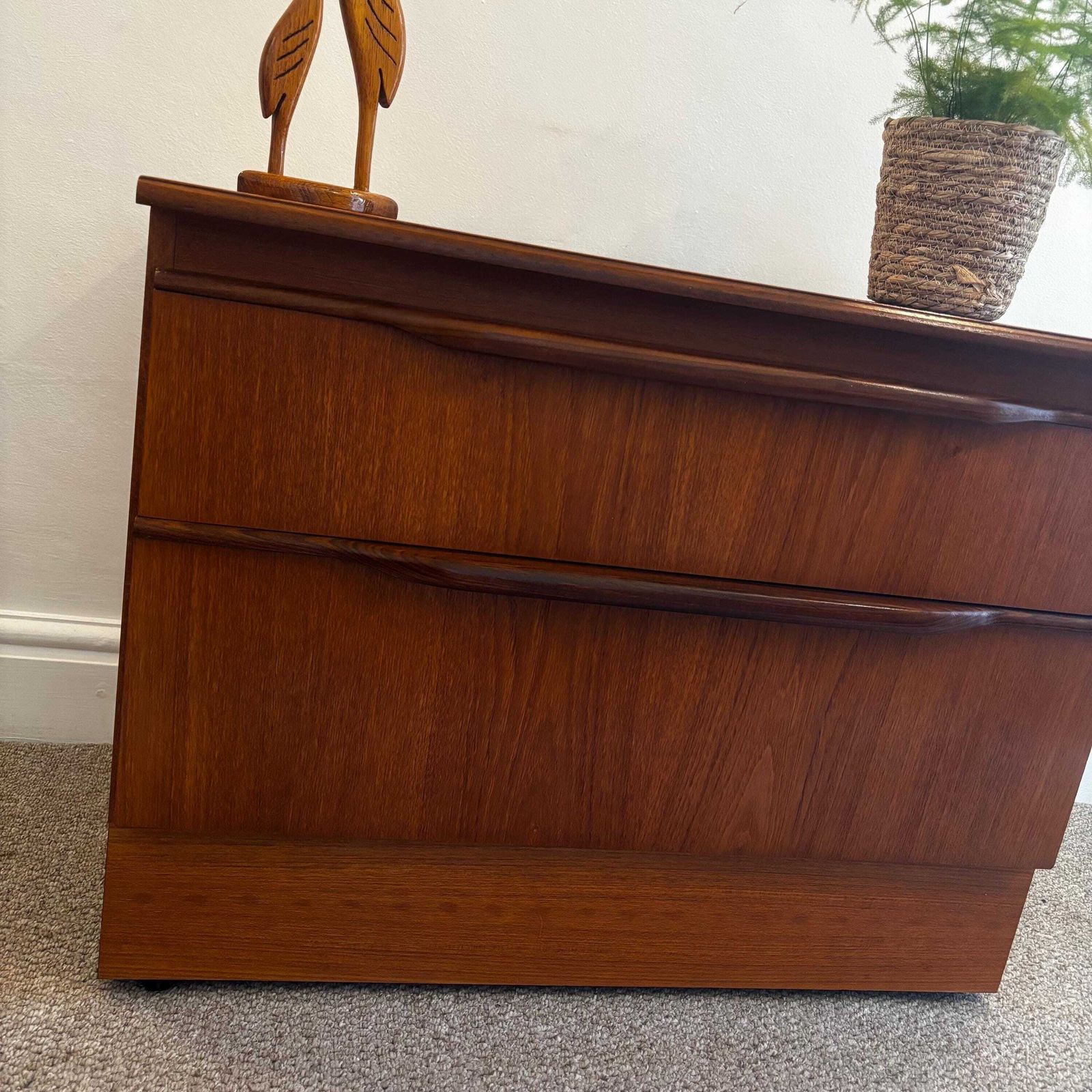 Mid Century Teak Tv Stand Storage Unit Drawers Pull Out Shelf photo furniture