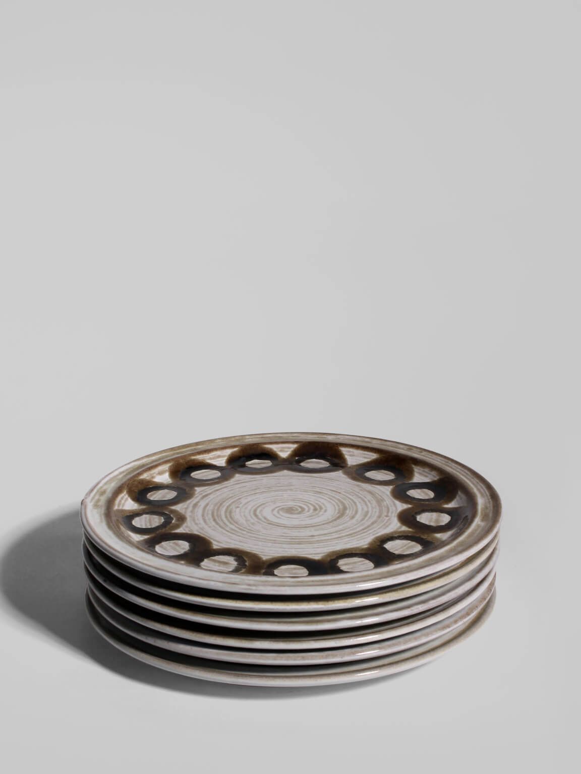 Gerda Heuckeroth Handgeschilderde Keramische Borden, Set van 6, voor Ceramano, jaren 1960, West-Duitsland