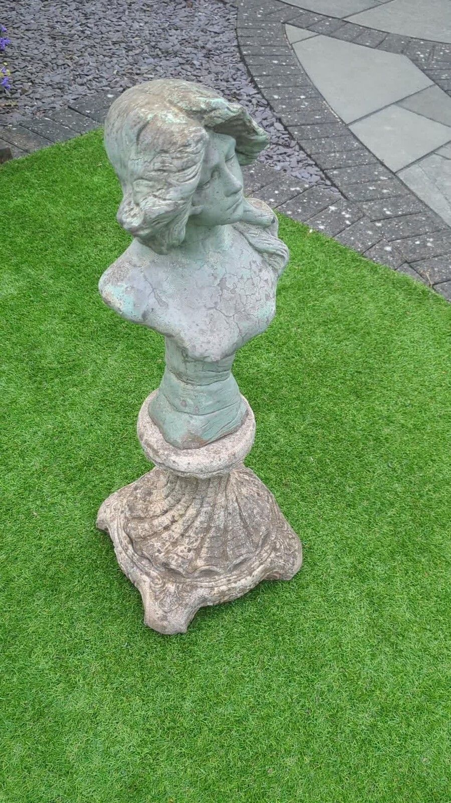 Vintage Stephanie Stone Bust On Spiral Plinth   0350. photo furniture